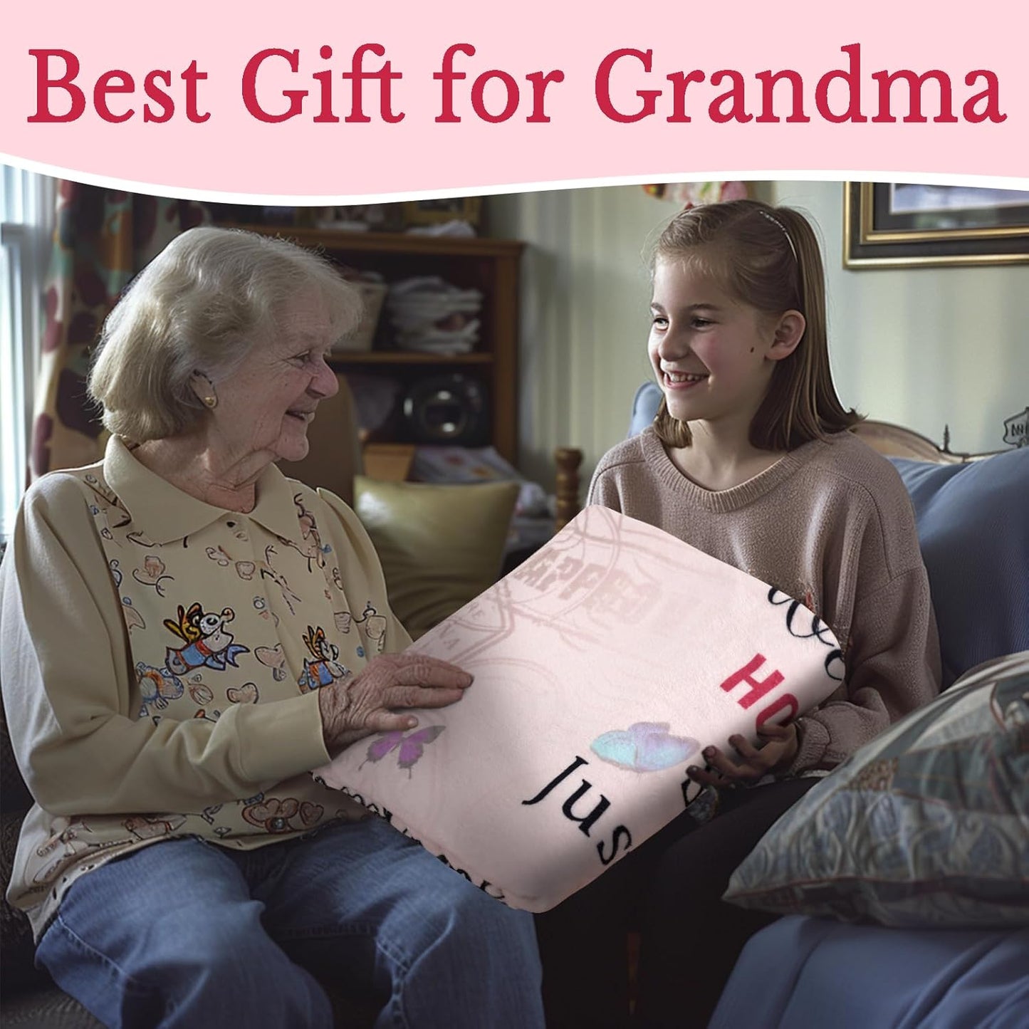 Best Grandma Blanket, Nana Throw Blanket 50" x 60", Grammy Gigi Granny Gifts Blanket from Granddkids, Birthday for Grandmother