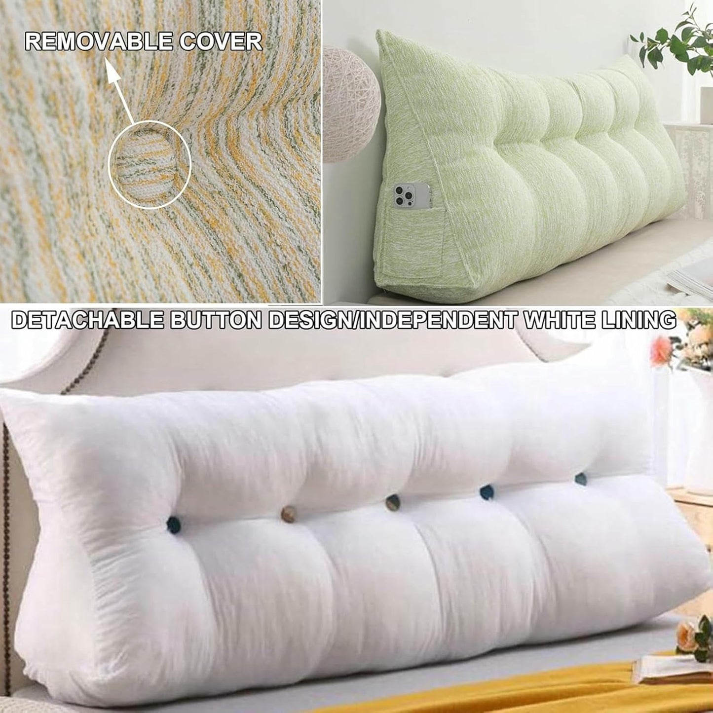 Large Upholstered Headboard Cushion Wedge Reading Pillow Stripe Headboard Backrest Bed Rest Support Pillowboard Daybed Bunk Bed Dorm Bolster~/