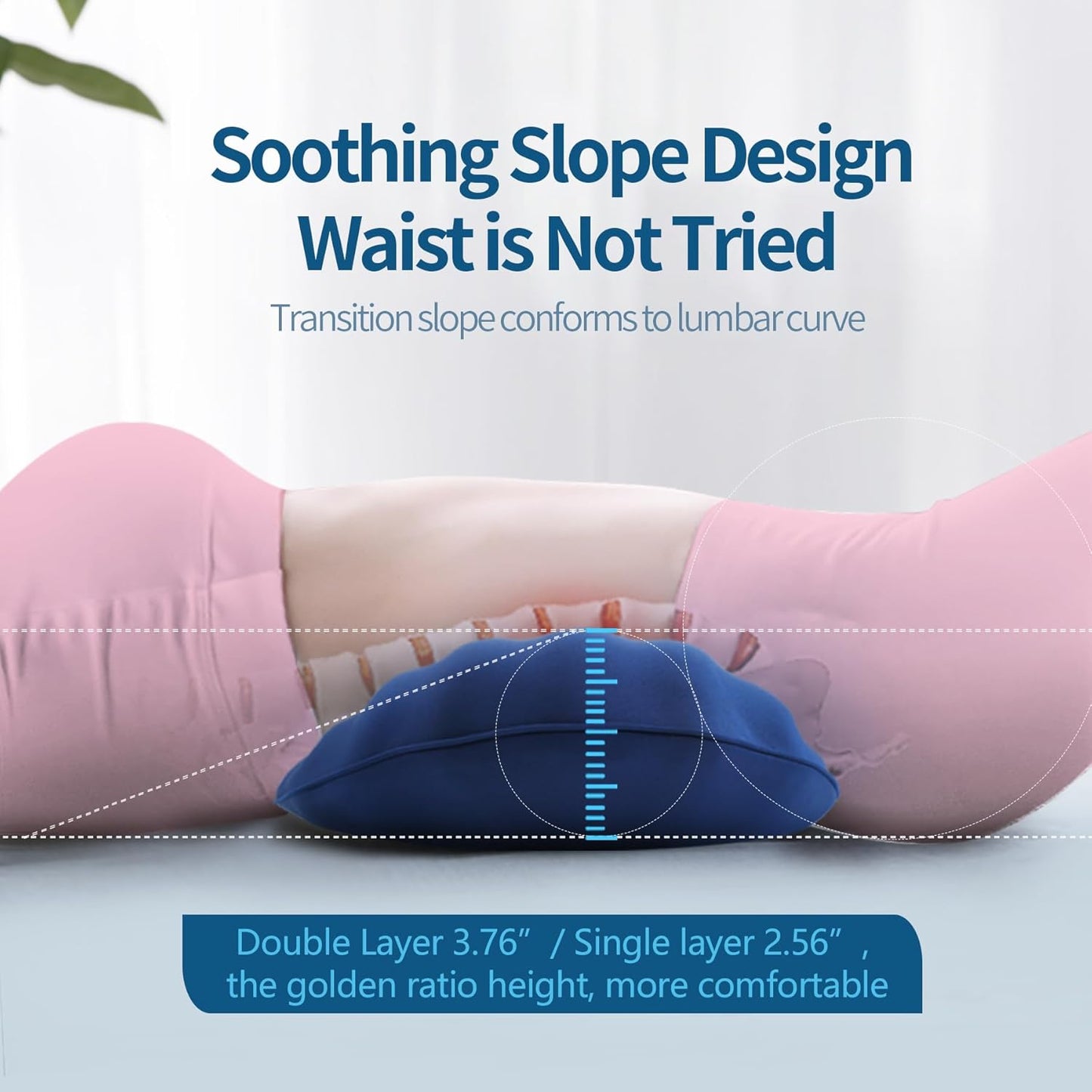 RESTCLOUD Adjustable Lumbar Support Pillow for Sleeping Memory Foam Back Support Pillow for Lower Back Pain Relief and Sleeping, Lumbar Support Pillow for Bed and Chair with 2 Insert Pads