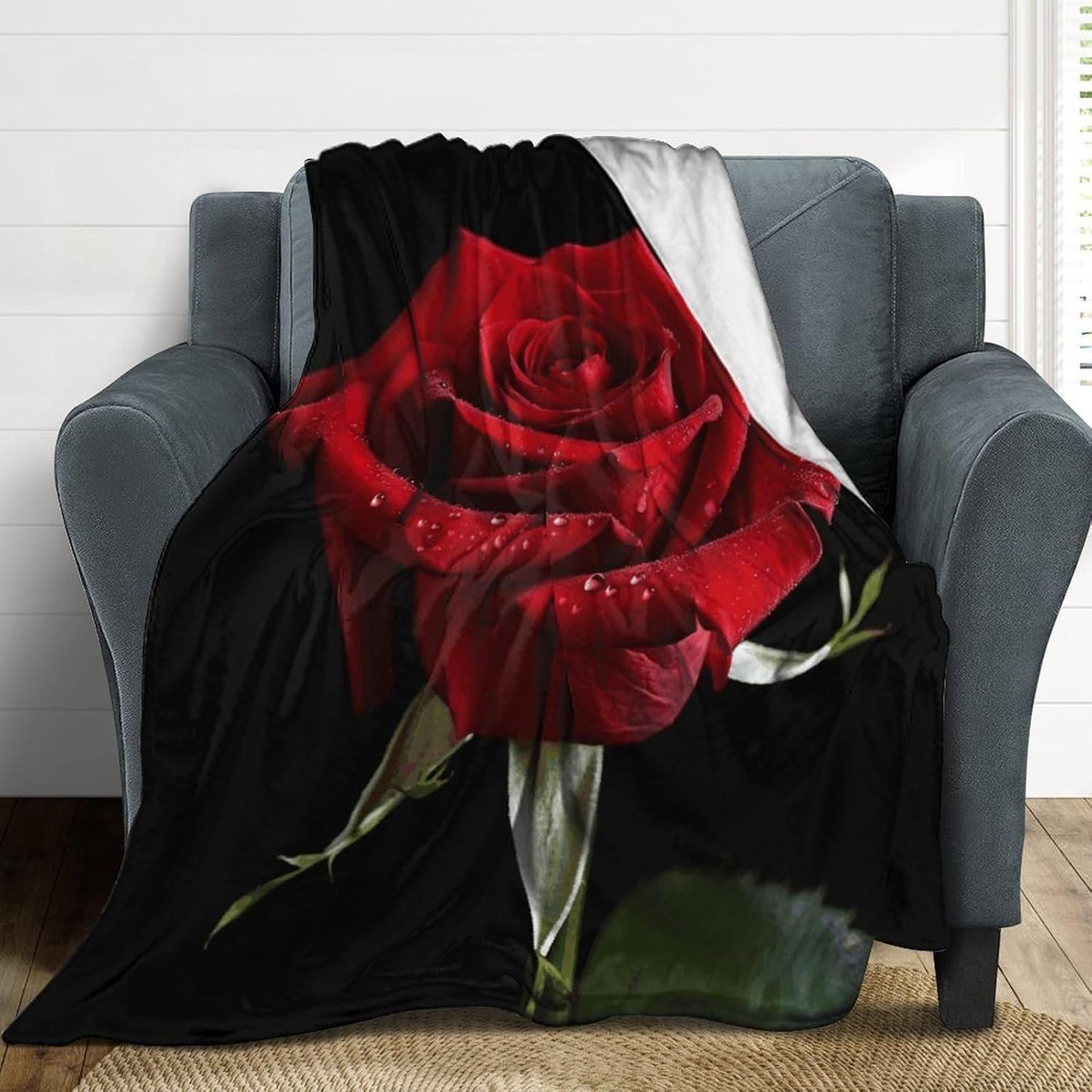 Red Rose Black Background2 Blanket Super Soft Lightweight Throw Blanket Cute Cozy Warm Bed Blanket Decorative Fuzzy Blanket All-Season Home Decor Gift for Sofa Couch Living Room 60"*80"（150 * 200cm）