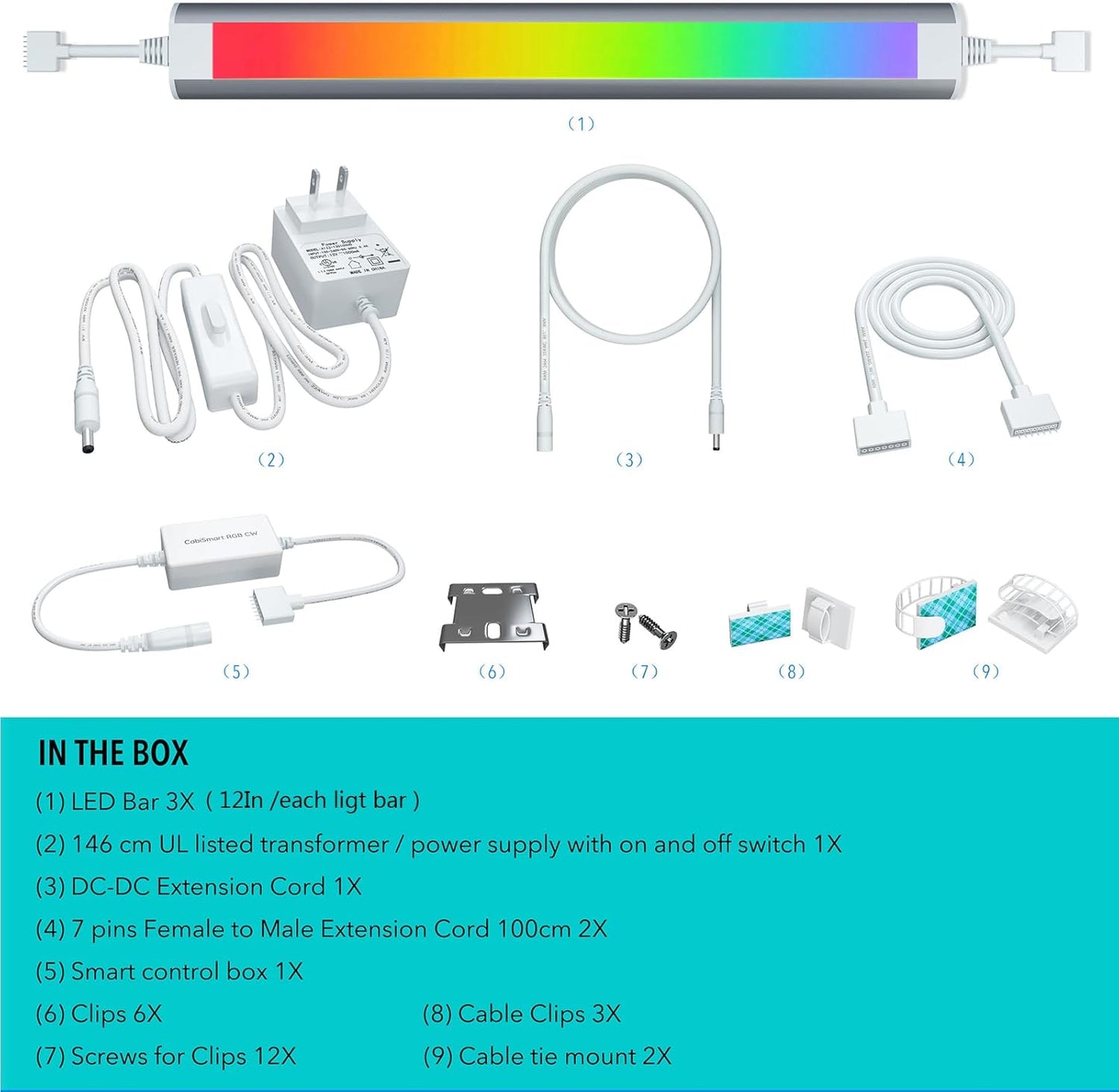 LAMPAOUS LED Under Counter Lights Fixtures for Kitchen,Smart Cabinet Lighting Strips Plug in Compatible with Alexa,Google Assistant,App,RGB Color Changing & White Dimmable,12Inch Linkable,Bright,3pcs