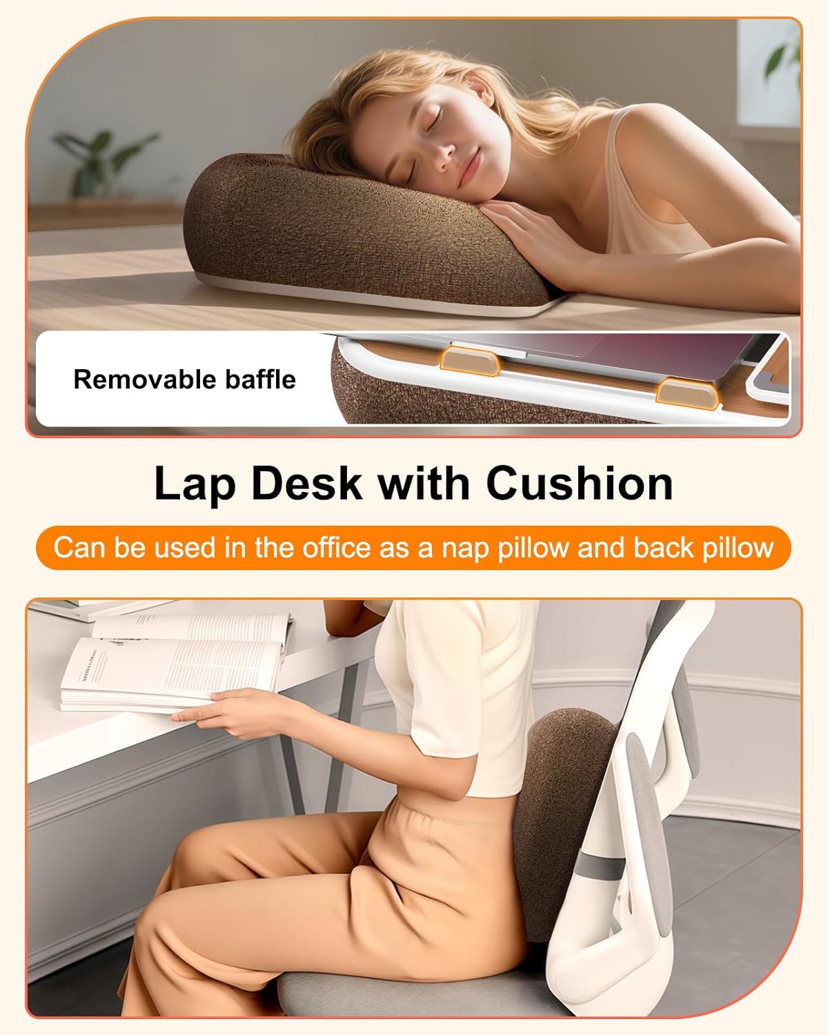 Lap Desk with Storage Cushion Washable - with Magnetic Mouse Pad, Scented Cotton Pads - Multi-Functional Lap Desk for Home Office Couch Bed -Fits Up to 15 Inch Laptop