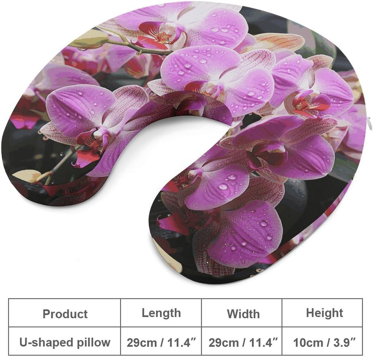 Orchids Neck Pillow Memory Foam U Shaped Pillows Portable Pillows for Shoulder Travel Head Support Pillow with Concealed Zipper for Airplane Car Home Office