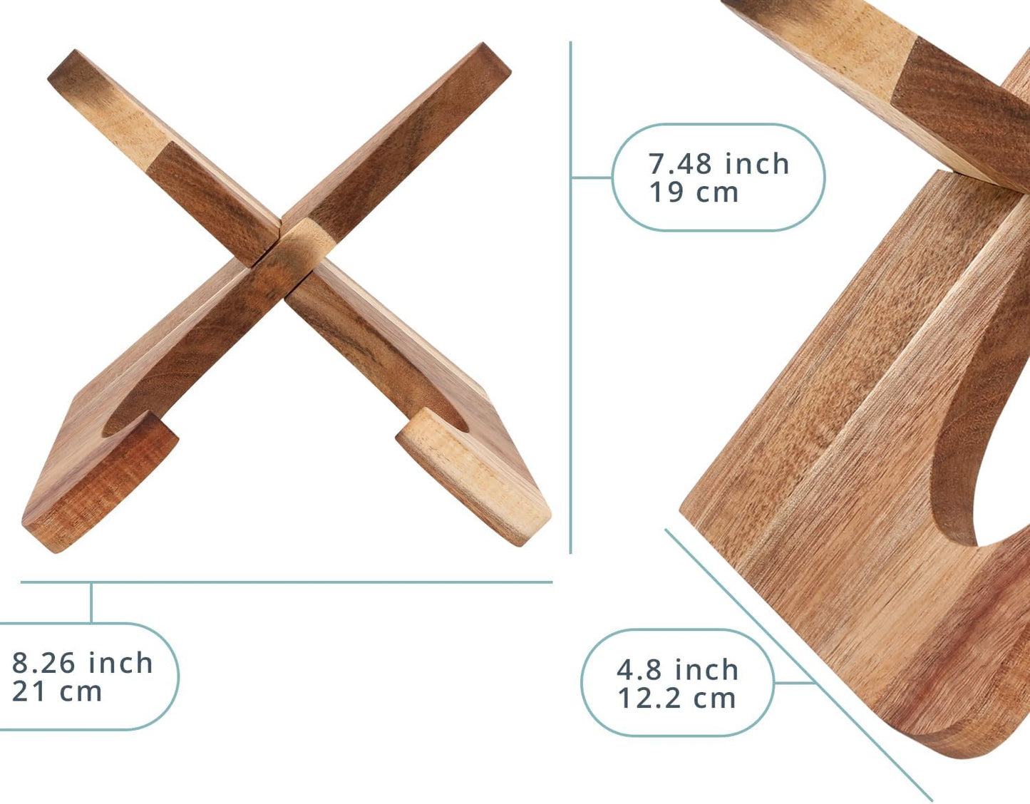 Comfify Acacia Wood Cookbook Stand – Rustic Recipe Book Holder for Countertop – Vintage Brown