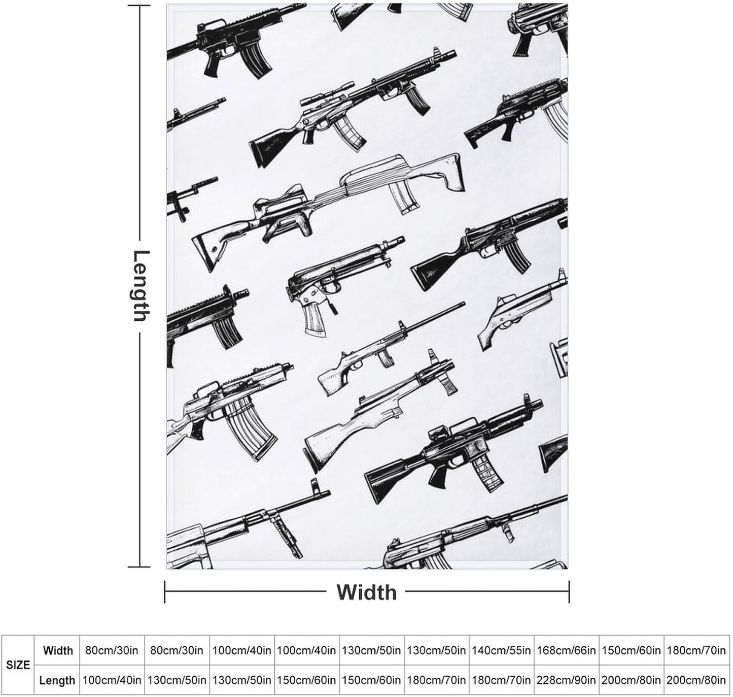 Guns Throw Blanket for Couch Bed Plush Cozy Fuzzy Flannel Blanket for All Season 50"x70"