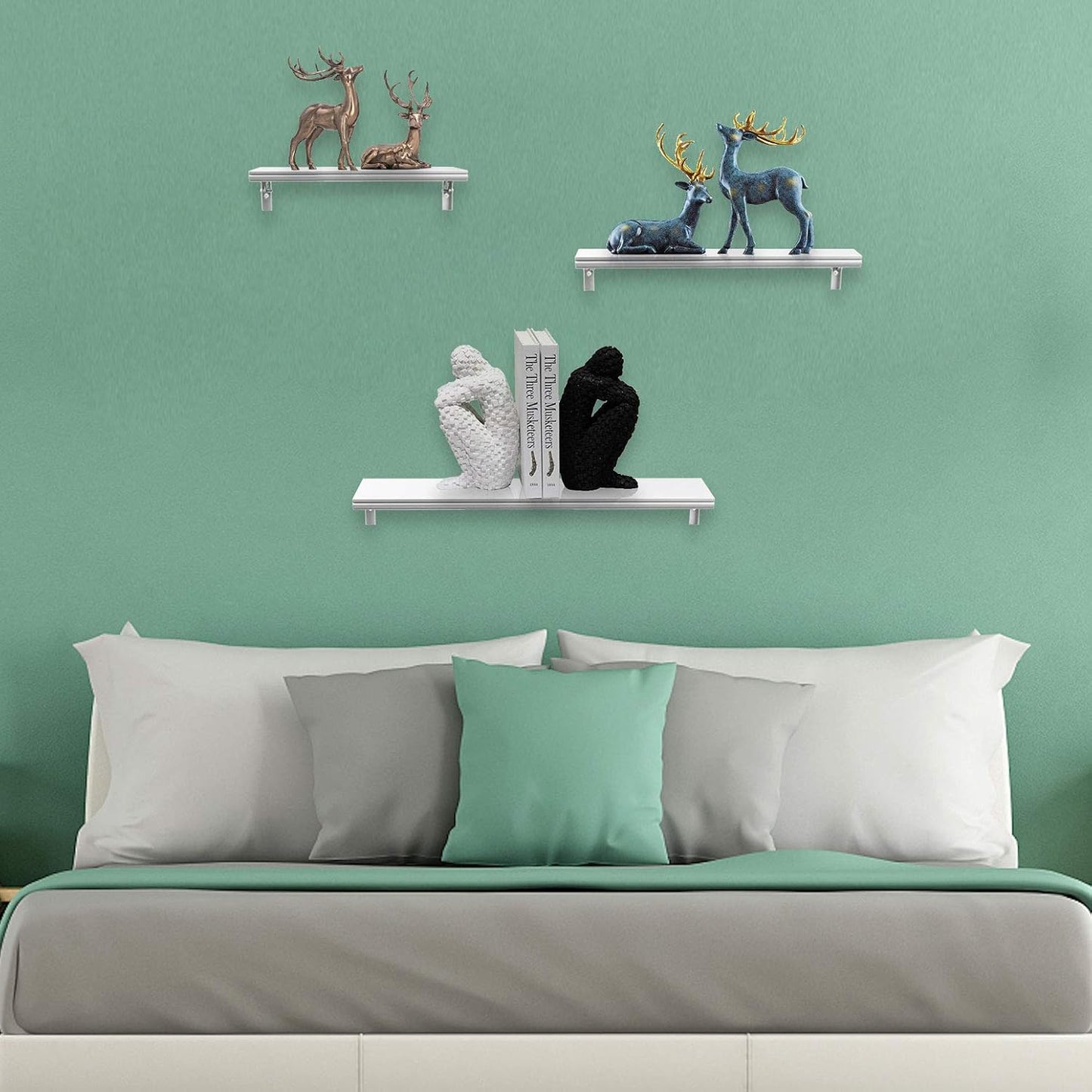 evron Floating Shelves Wall Mounted Set, Water Proof Wall Shelves for Living Room, Dining Room, Bedroom, Kitchen, Office and Greenhouse (Silver Grey Set of 3)