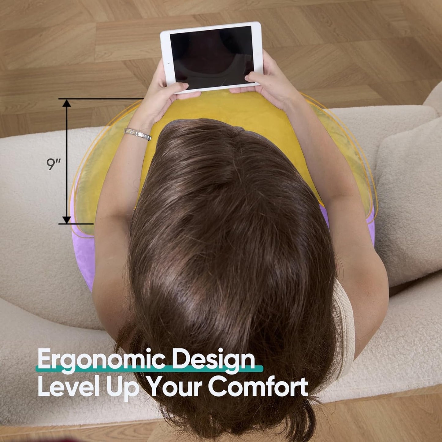 Reading Pillow for Gaming, Lap Desk Pillow Crochet Pillow Ergonomic Arm Support for Sitting in Bed or Couch, Pain Relief and Fatigue for Gaming, Reading, Crocheting, Playing & Working