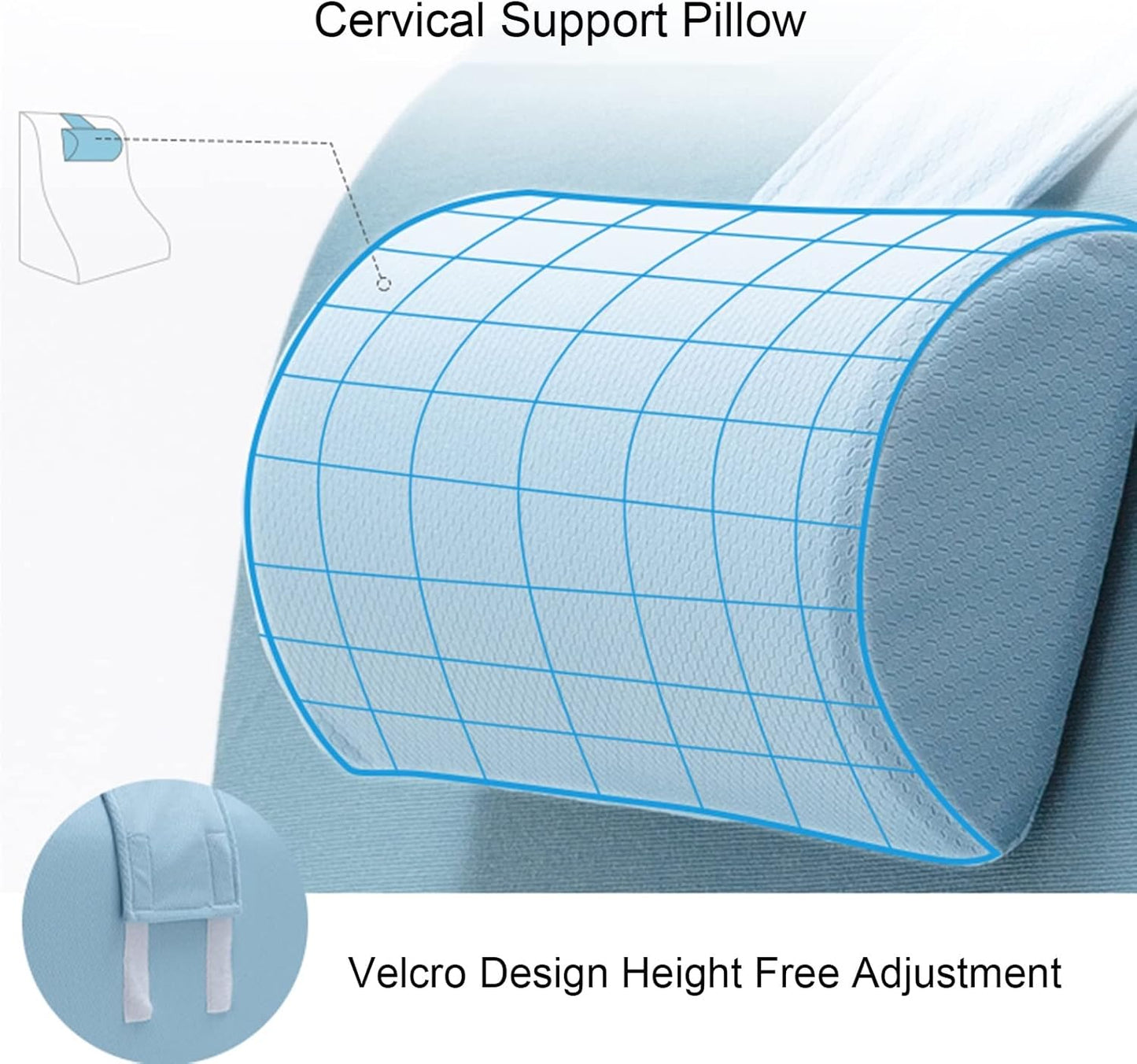 Triangle Memory Foam Pillow High-Density Leg Elevation Wedge Cushion Used for Relieves Leg Pain Knee Pain Washable Cover (Colour: Blue Size: 60 x 50 x 30 cm)