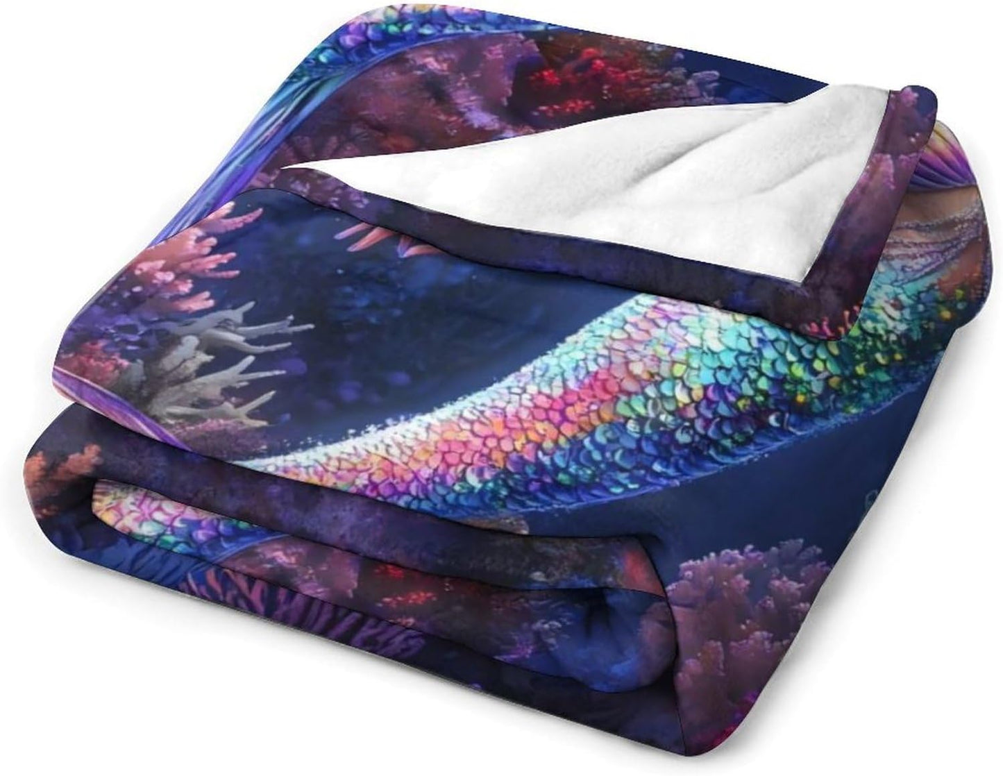 Mermaid Blanket, Ocean Mermaid Gifts Jellyfish Decor Pictures Blankets, Mermaids Throw Blanket for Sofa Couch Bed Living Room Soft Warm Cozy for Adults Kids Men Women 40"x50"