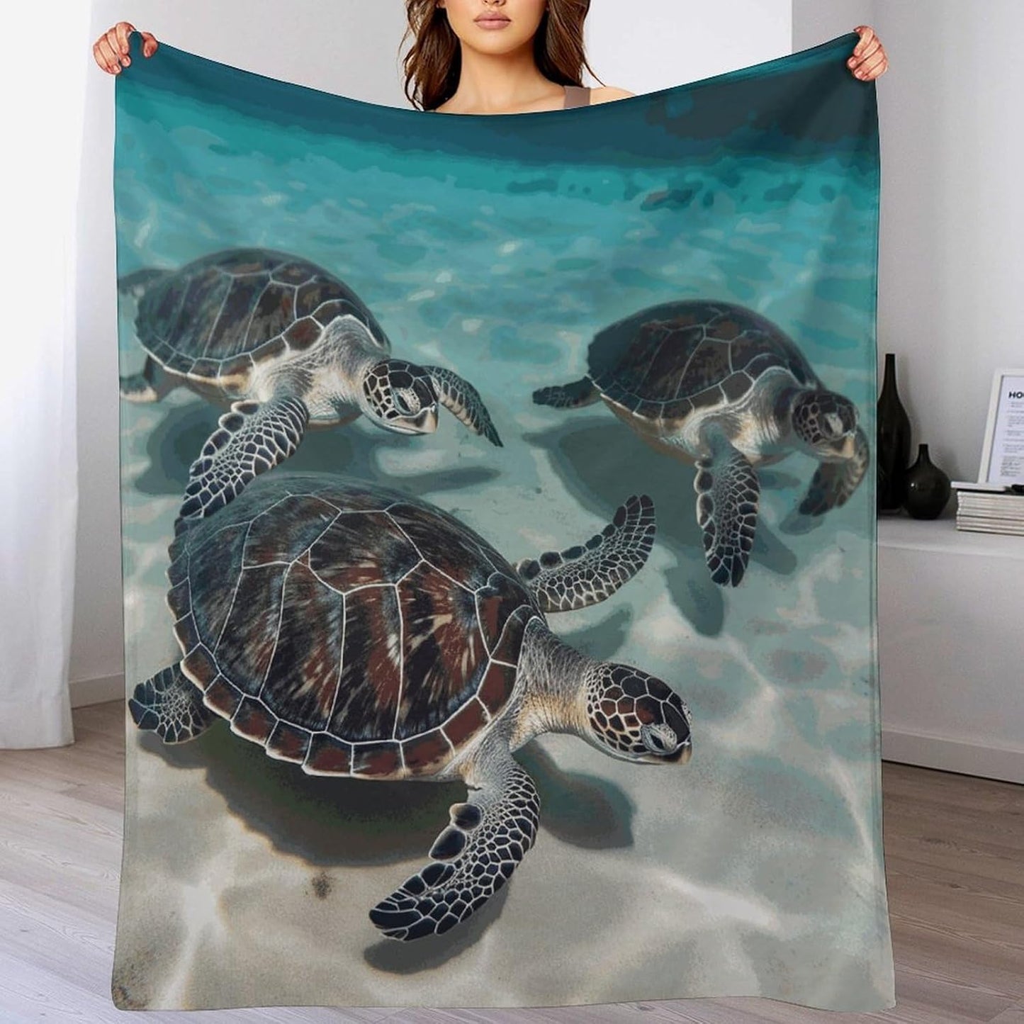 Sea Turtles Blanket Super Soft Lightweight Throw Blanket Cute Cozy Warm Bed Blanket Decorative Fuzzy Blanket All-Season Home Decor Gift for Sofa Couch Living Room 50"*60"（130 * 150cm）