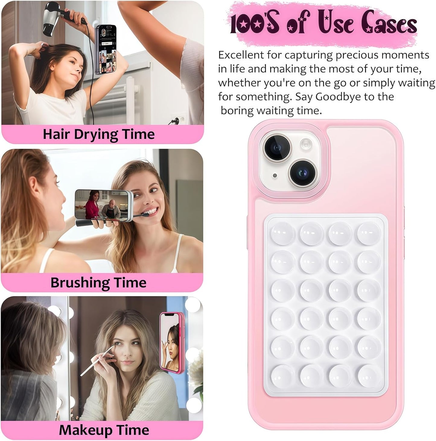 Anteel 6 Pack Silicone Suction Phone Case Adhesive Mount, Strong Grip Holder for Selfies and Tiktok Videos, Hands-Free Sticky Phone Grip for iPhone and Android, 2.17" x 3.15"