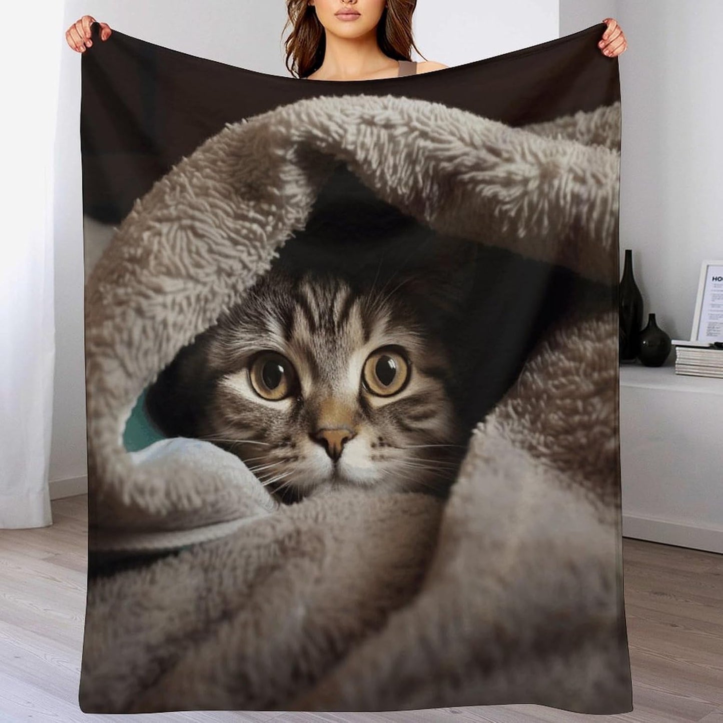 Cat Under Blanket Throw Blanket for Couch Super Soft Warm Lightweight Throw Blankets Cozy Flannel Bed Blanket Cute Decorative Blankets for All Seasons Home Decor Gift 50"*60"（130 * 150cm）