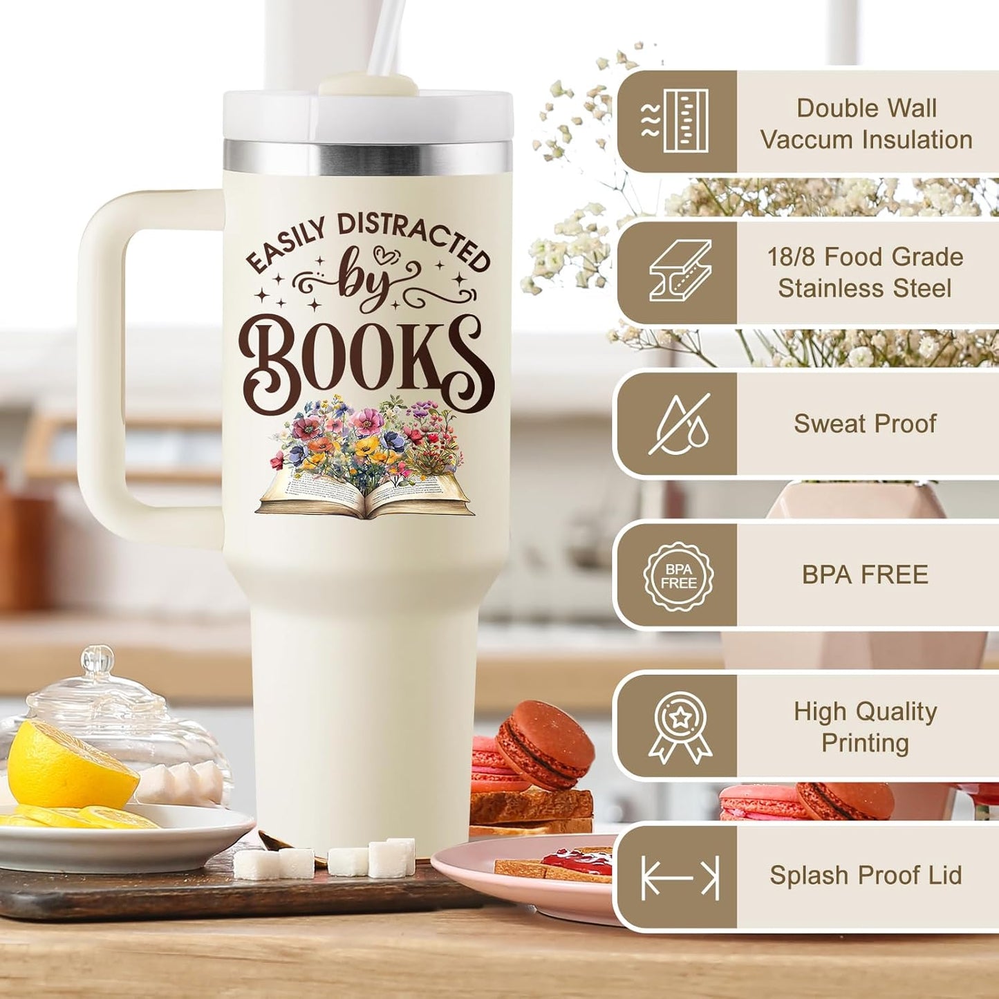 Book Lovers Gifts for women - 40 oz Tumbler with Lid & Straw - Bookish Gifts for Readers Book Club Gift Books Themed Reading Gift for Librarian - Insulated Travel Cup 40oz