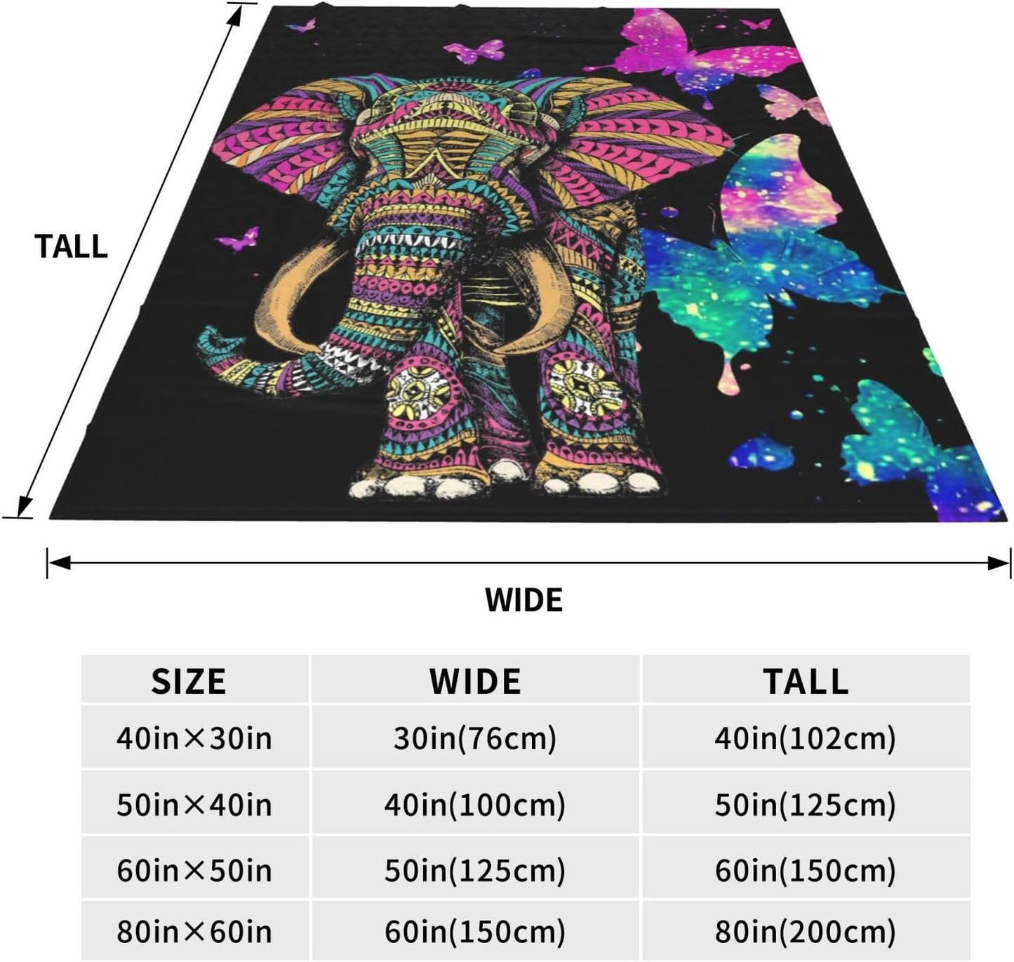 Elephant Throw Blanket Fuzzy, Elephant Gifts for Women Men Girls Boys Kids, Soft Cozy Fleece Blanket Warm Flannel Throws for Couch Sofa Bed Living Room
