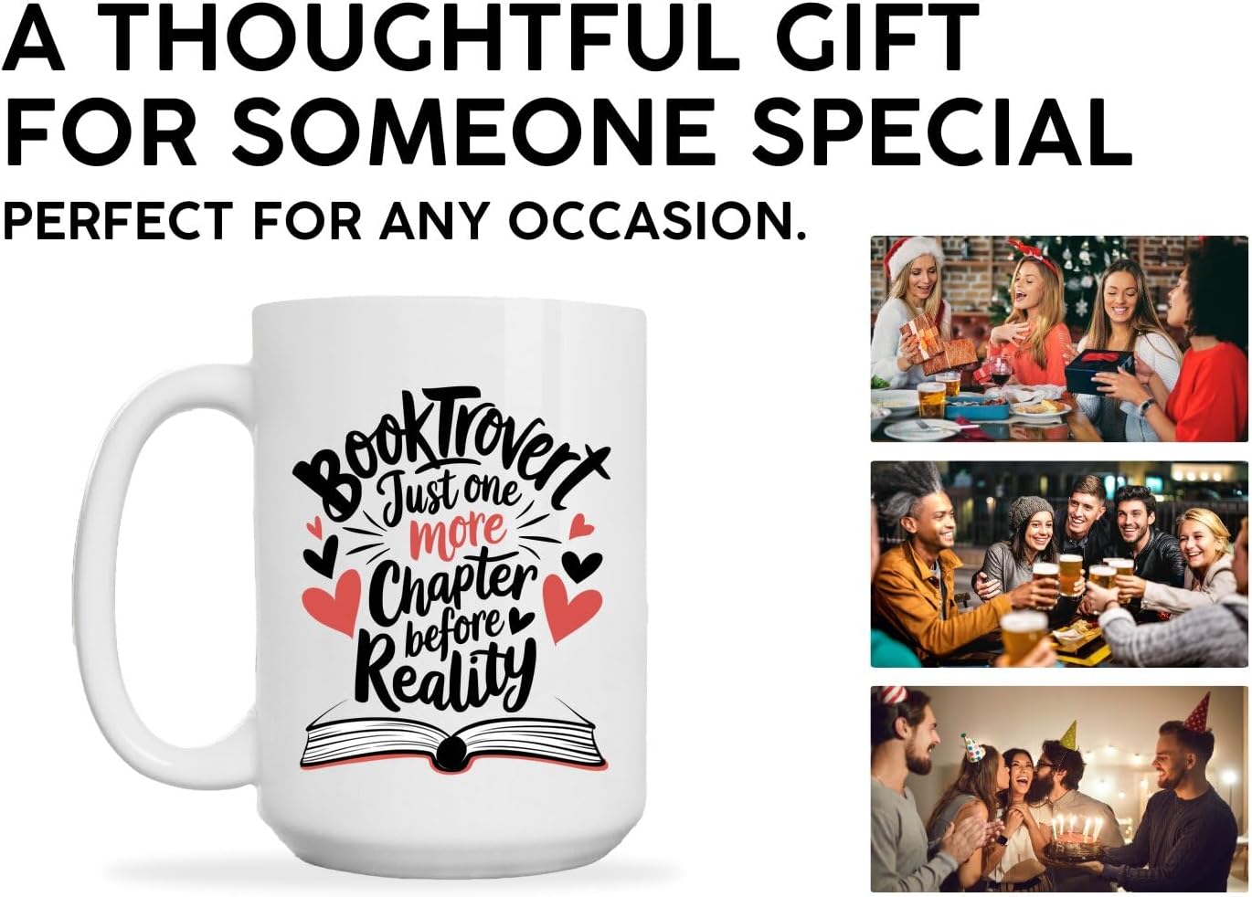 Book Lovers Coffee Mug 15oz White -Booktrovert Chapter A - Gift for Book Club Bookworm Bookish Reading Nerdy Avid Readers Women
