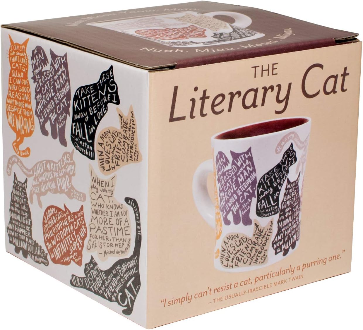 Literary Cat Mug - Kitten Quotes From Famous Writers Authors and Other Feline Lovers - Comes in a Fun Gift Box