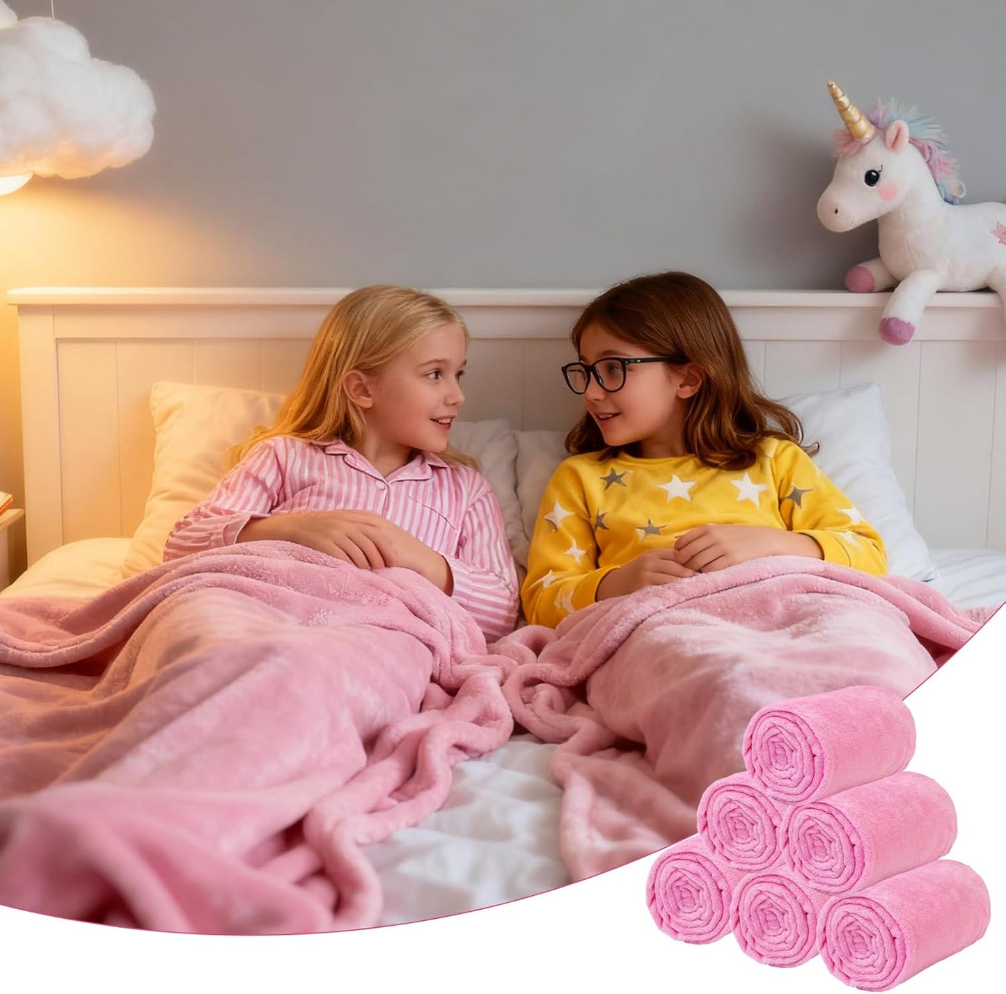 16 Pcs Flannel Blankets 40 x 60 Inch Warm Throw Blanket Soft Flannel Blanket for Girls Sleepover Party Teenager Bed Travel SPA Movie Party (Pink)