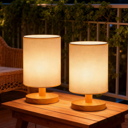 2 Pack Table Lamp, Bedside Lamp Nightstand Lamp, 3000K Warm Light Desk Lamp, USB Powered LED Reading Lamp, Boho Vintage Small Lamp for Bedroom Living Room Office Dorm Dresser Bookshelf