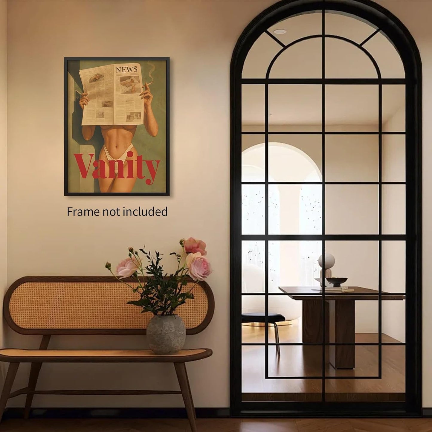 YYS Fashion Hot Girl Reading Newspaper Wall Art 70's Vintage Poster Bikini Canvas Prints Sexy Woman Picture Artwork for Living Room Bedroom Apartment Decor Aesthetics 12X16 inch Unframed