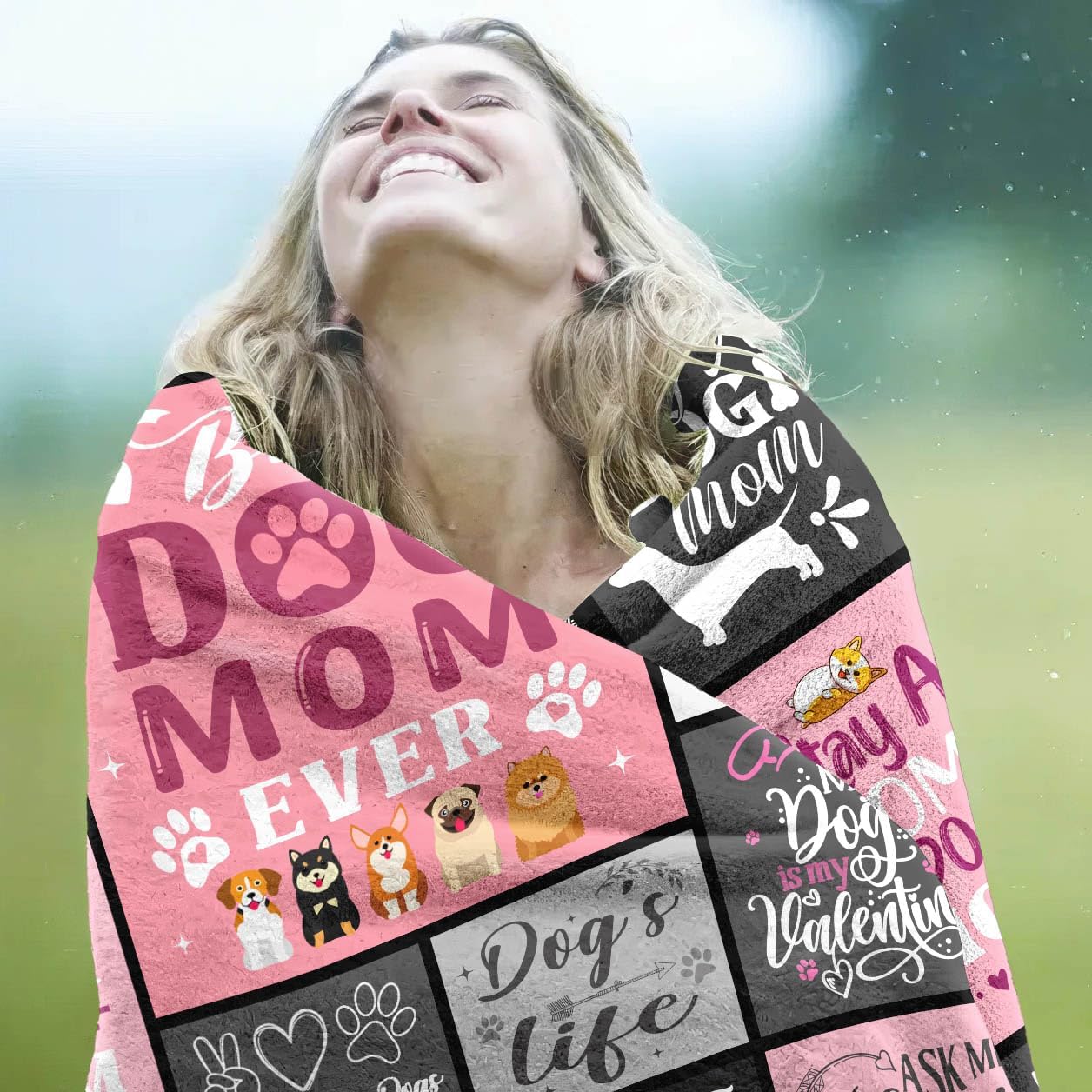 Dog Mom Blanket Gifts for Women, Soft Flannel Best Dog Mom Throw Blanket Birthday Gift for Dogs Owners Moms, Dogs Lovers Gifts for Women Aldult 50"x40"