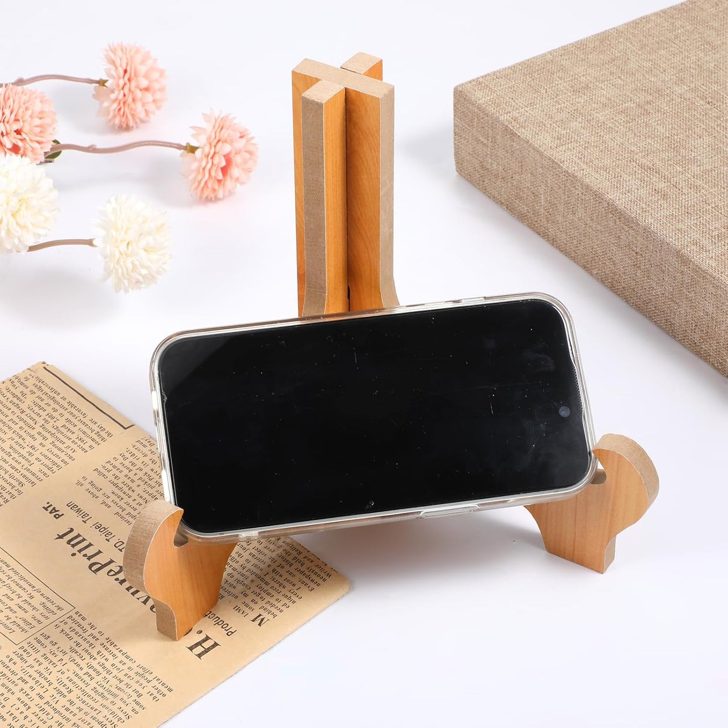 Plate Stand for Display, 6 Inch Wooden Plate Holders for Displaying Folding Picture Frame Holder Tabletop Saucer Rack Bamboo Decorative Table Top Easels for Tables Platter Dish Book Photo and Plaque