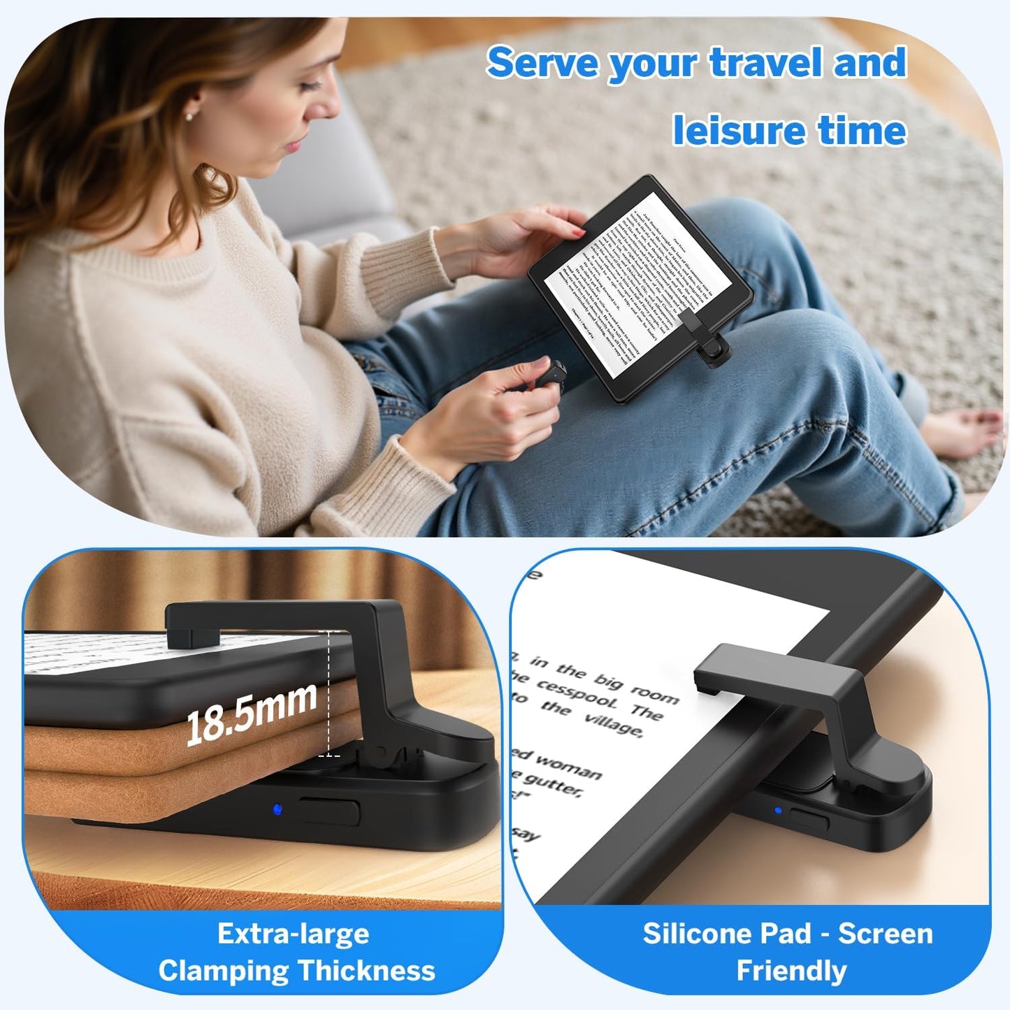 Page Turner Ring for Kindle,Remote Control for iPhone iPad Android Tablets E-Readers,Clicker Page Turner for Kindle Accessories for Camera Video Record&Shutter Selfie (Black)