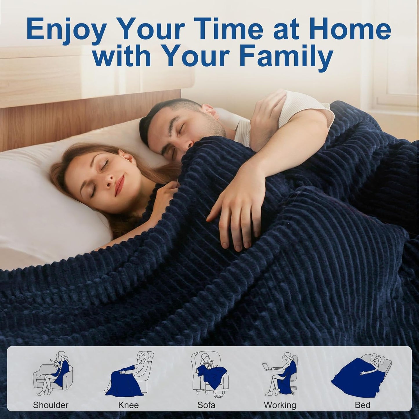 Tefici Heated Electric Blanket Full Size 72"x84" 6 Levels Over-Heat Protection Fast Heating 1/3/6/9 Hours Auto-Off,Heating Blanket Full Size,Soft Flannel to Sherpa ETL&FCC Certified Blue