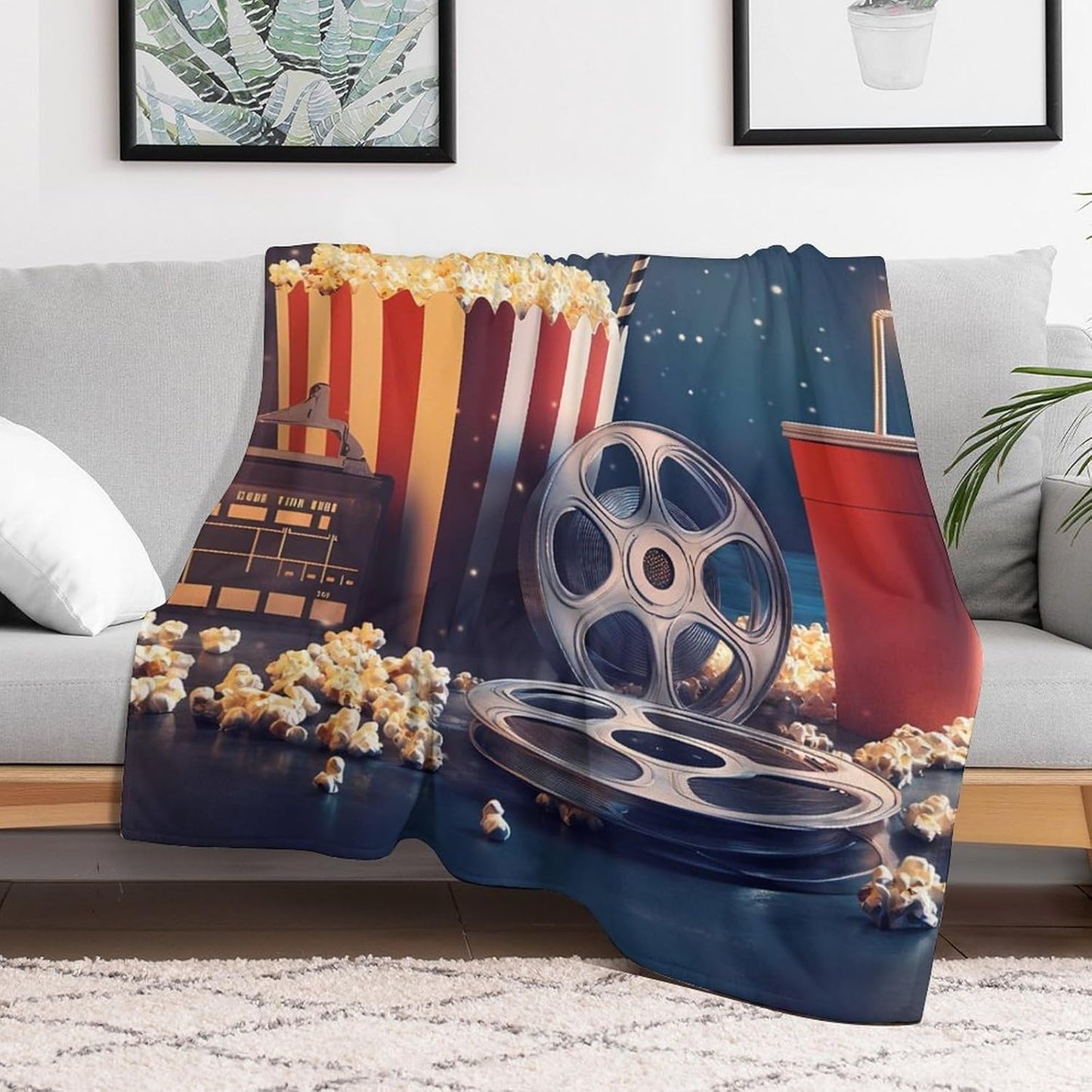 Movie Theater Throw Blanket for Couch Bed Plush Cozy Fuzzy Flannel Blanket for All Season 40"x50"