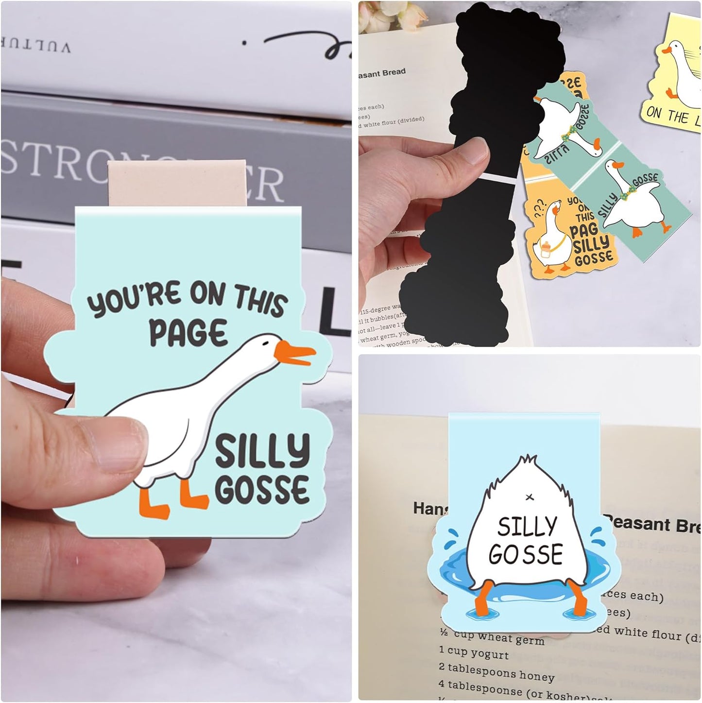 Funny Gosse Magnetic Bookmarks: 8 Pcs Gosse Magnet Book Marks, Cute Animals Page Marker Clips for Reading Women, Fun Bookish Gifts for Girls Kids, Back to School Accessories