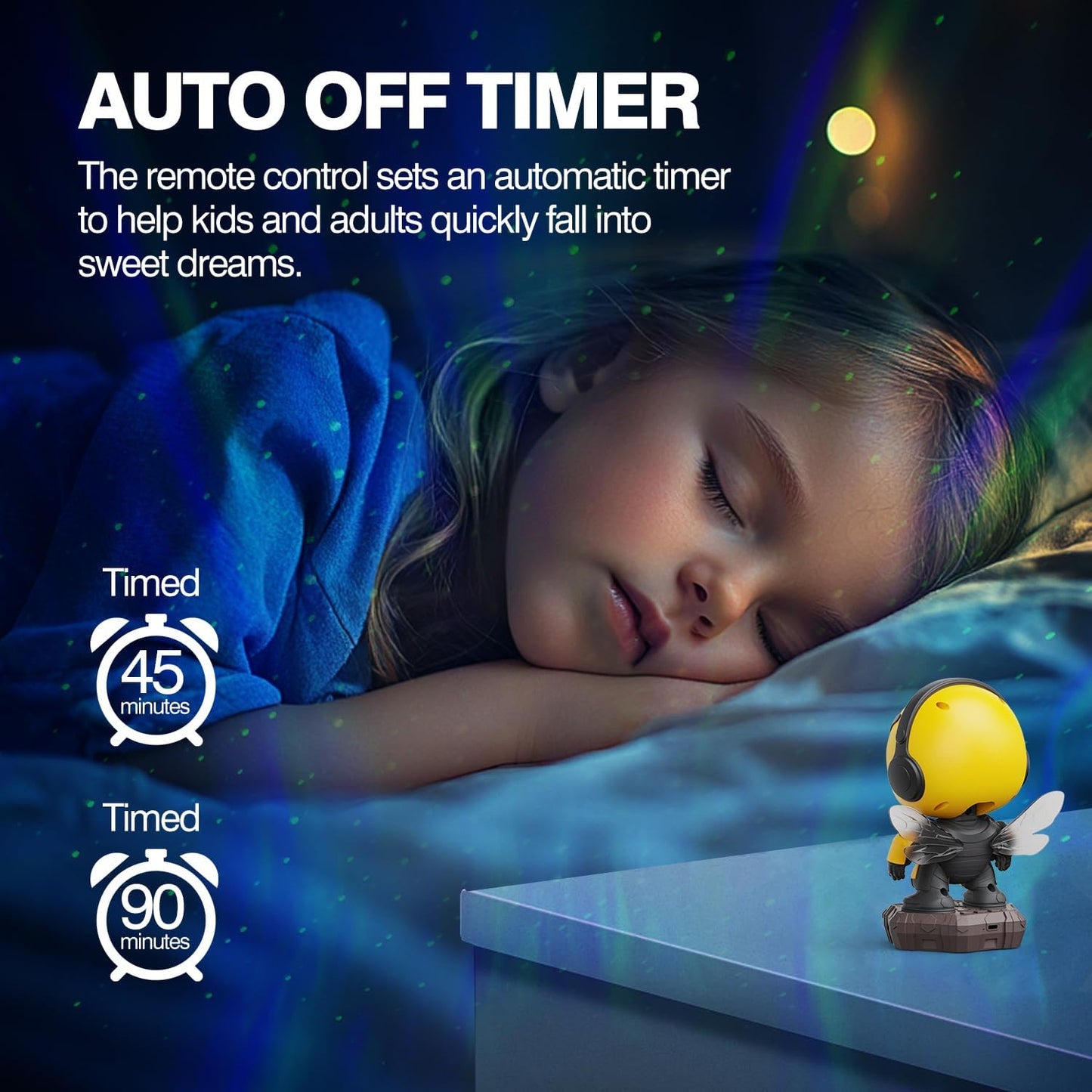 Bee Astronaut Galaxy Projector,Star Projector Galaxy Night Light,Starry Nebula Ceiling LED Lamp with Timer and Remote,Kids Room Decor Aesthetic,for Christmas