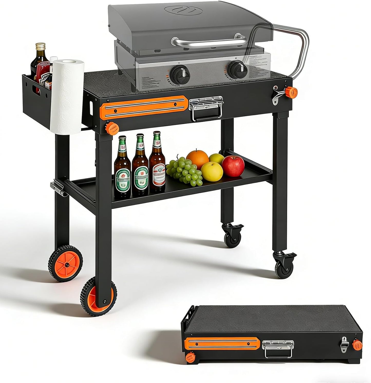 Foldable Heavy-Duty Grill Cart, Outdoor Grill Table Compatible with Blackstone 17/22” Griddles.Designed for Outdoor and BBQ Enthusiasts, Easy to Move, Ideal for Camping, Tailgating and Backyard Party