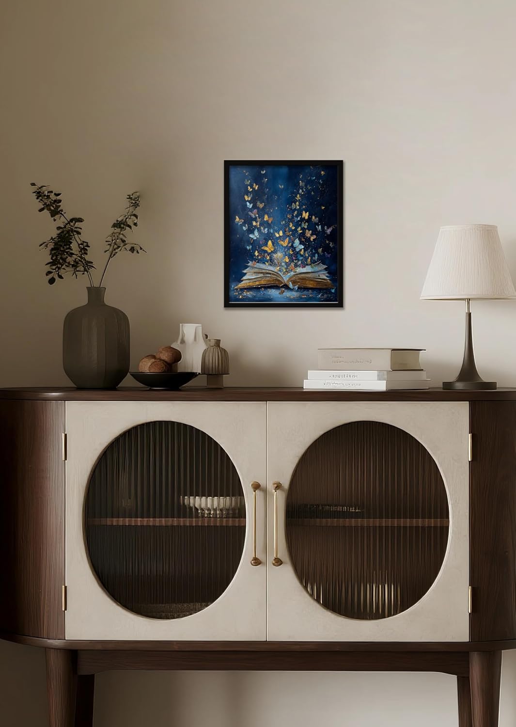 Wall Art Prints Colorful Butterfly Emerging From Book Poster Canvas Art Wall Decor Picture For Bedroom Dorm Library Reading Room Bathroom Wall Decor Aesthetic Home Artwork 12" × 16" With Framed