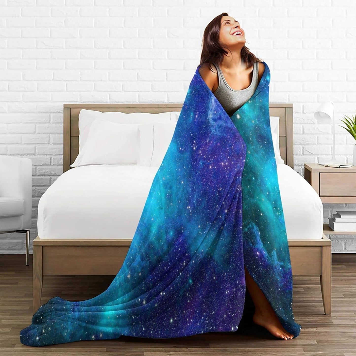 Galaxy Space Throw Blanket Gift, Soft Warm Fuzzy Plush Blanket, Smooth Cozy Flannel Blanket for Bed/Couch/Camping (60"x50")