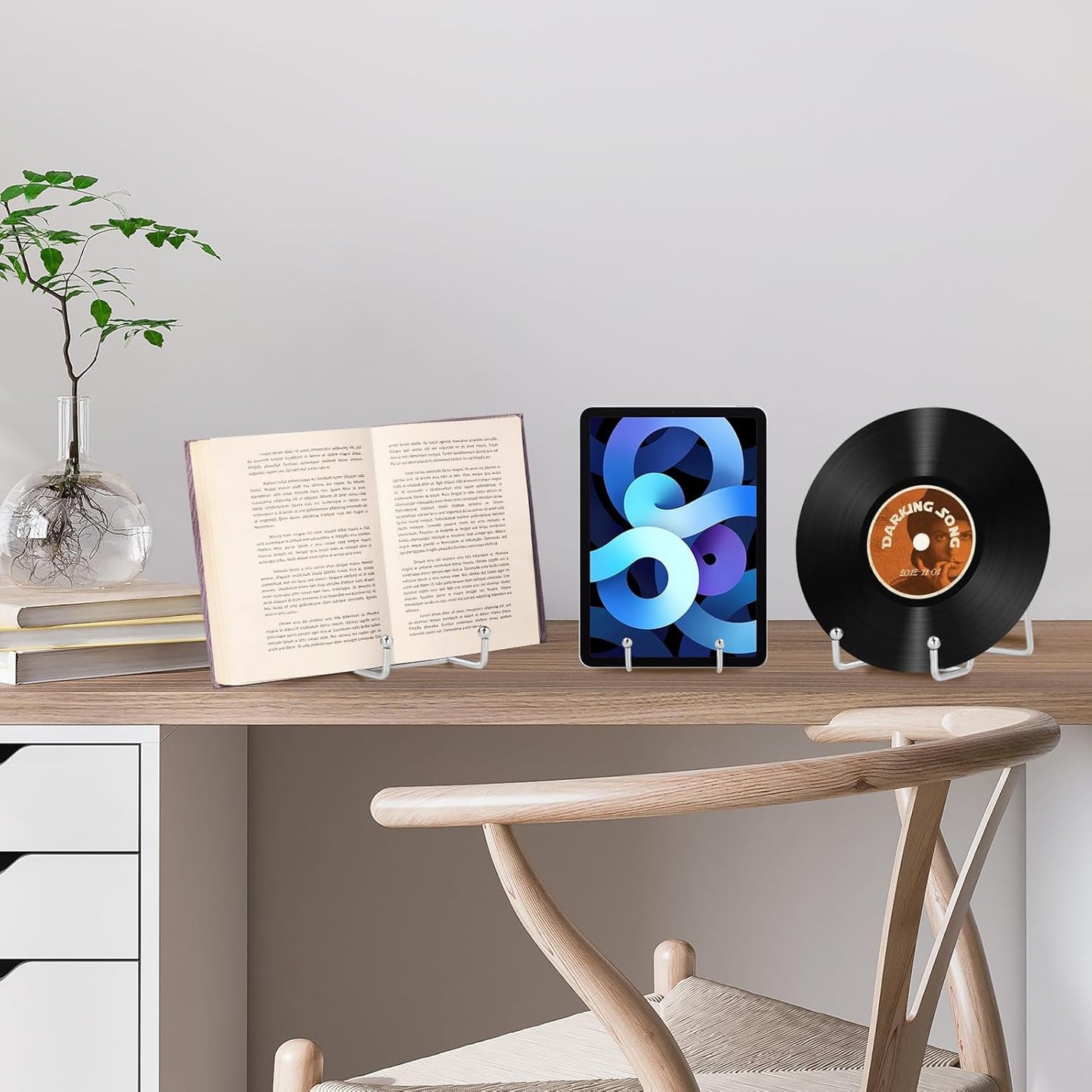LIONWEI LIONWELI Plate Stands for Display - 6 Inch Metal Easels 4 Pack - Sturdy Tabletop Holders for Decorative Plates, Picture Frames, Books, Tablets, Vinyl Records & More - Silver