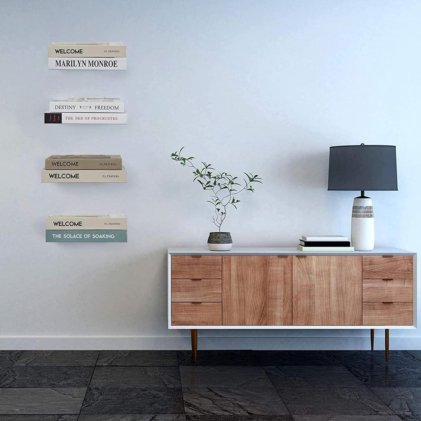 Invisible Floating Bookshelves Wall Mounted, Heavy-Duty Book Organizers, Iron Wall Mount Storage Shelves for Bedroom, Living Room, Classroom, Office, Library (Black,2 Pack)