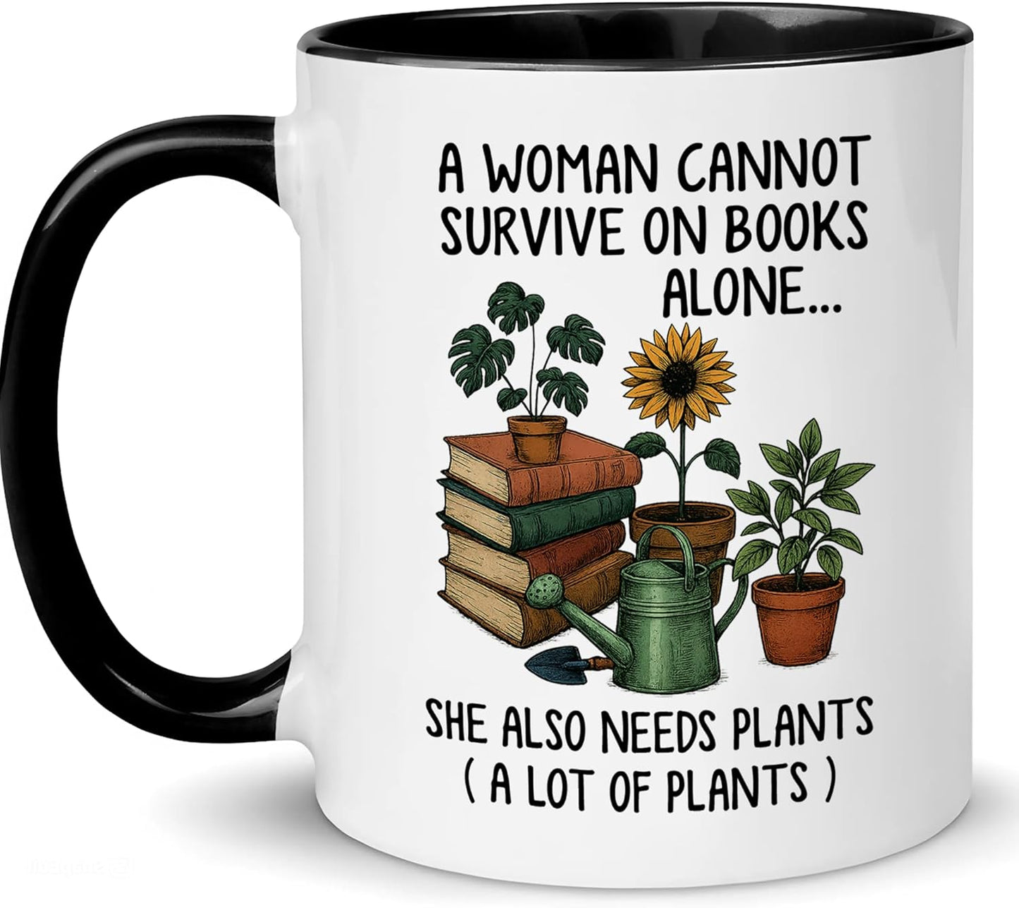 Book and Plant Lover Coffee Mug, Mugs for Reading and Gardening Lovers, Book Lover & Gardener Mug, Gardner Gifts for Women, Novelty Design for Bookworm and Gardening Enthusiasts