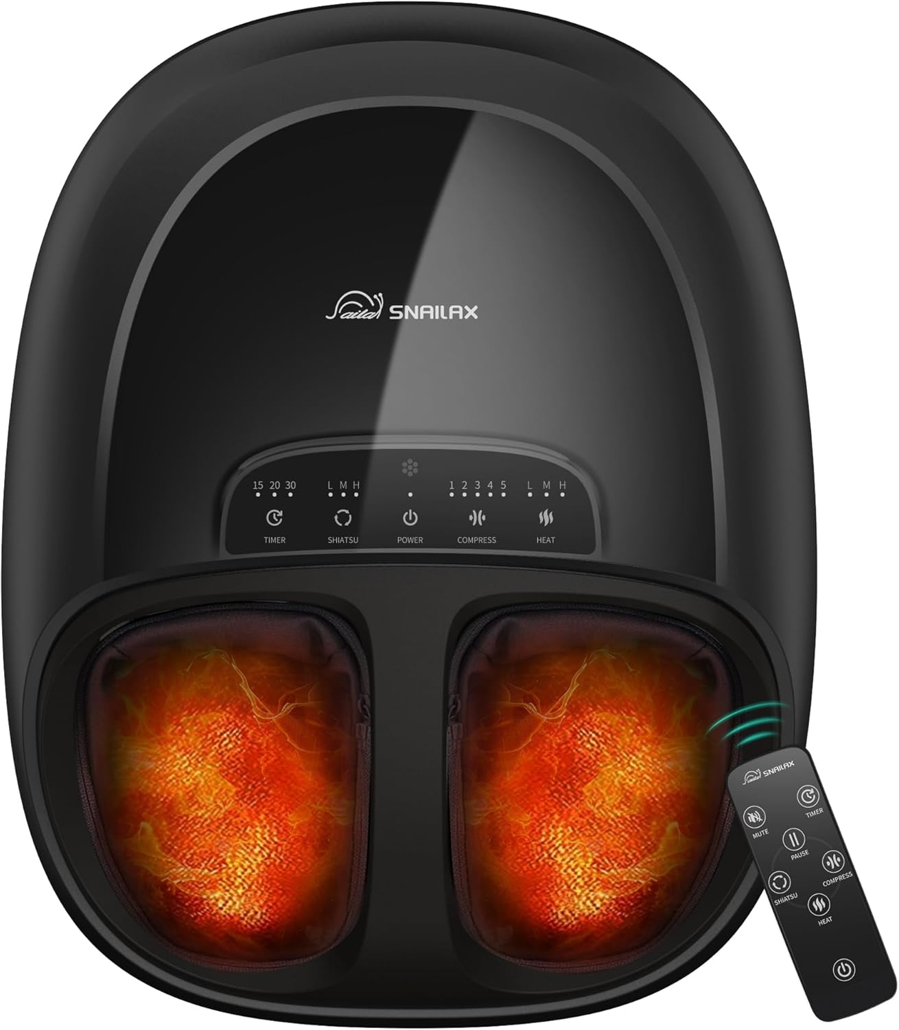 Snailax Shiatsu Foot Massager Plantar Fasciitis Neuropathy,Feet Massage Machine with Heat,Kneading,Rolling,Scratch,Remote Control,Feet Warmer/Heater