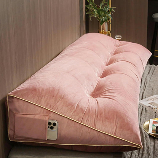 AMNOOL Large Triangular Headboard Pillow Wedge Reading Bed Rest Pillow Solid Color Backrest for Daybed Bunk Bed Positioning Support Cushion with Removable Cover, Pink1