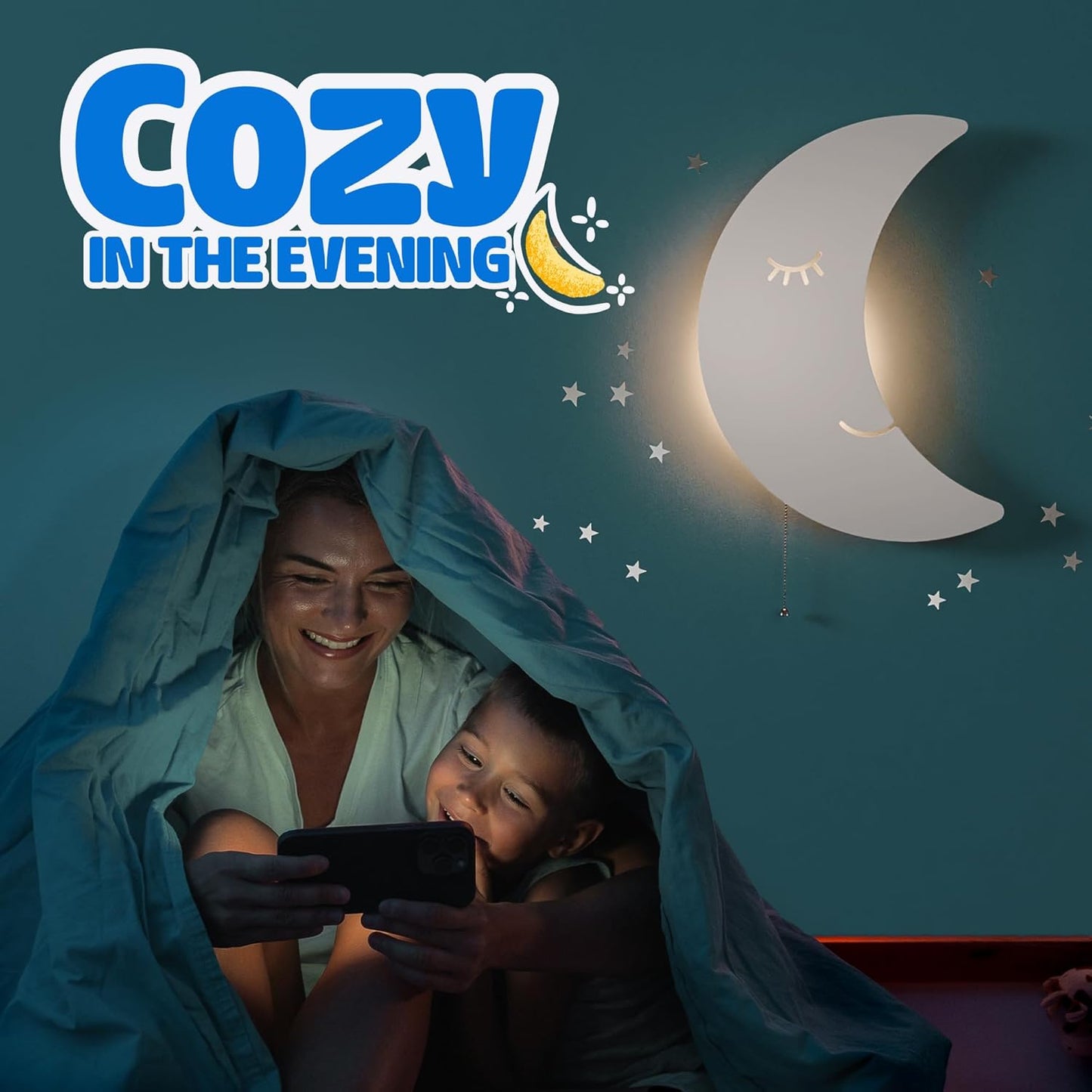 Tip perk Moon Lamp for Baby Nursery - Floating Moon Wall Lamp for Nursery | Cute Floating Moon Lamp for Kids Bedroom | Battery-Operated Hanging Night Lights | Cordless Moon Lights for Bedroom