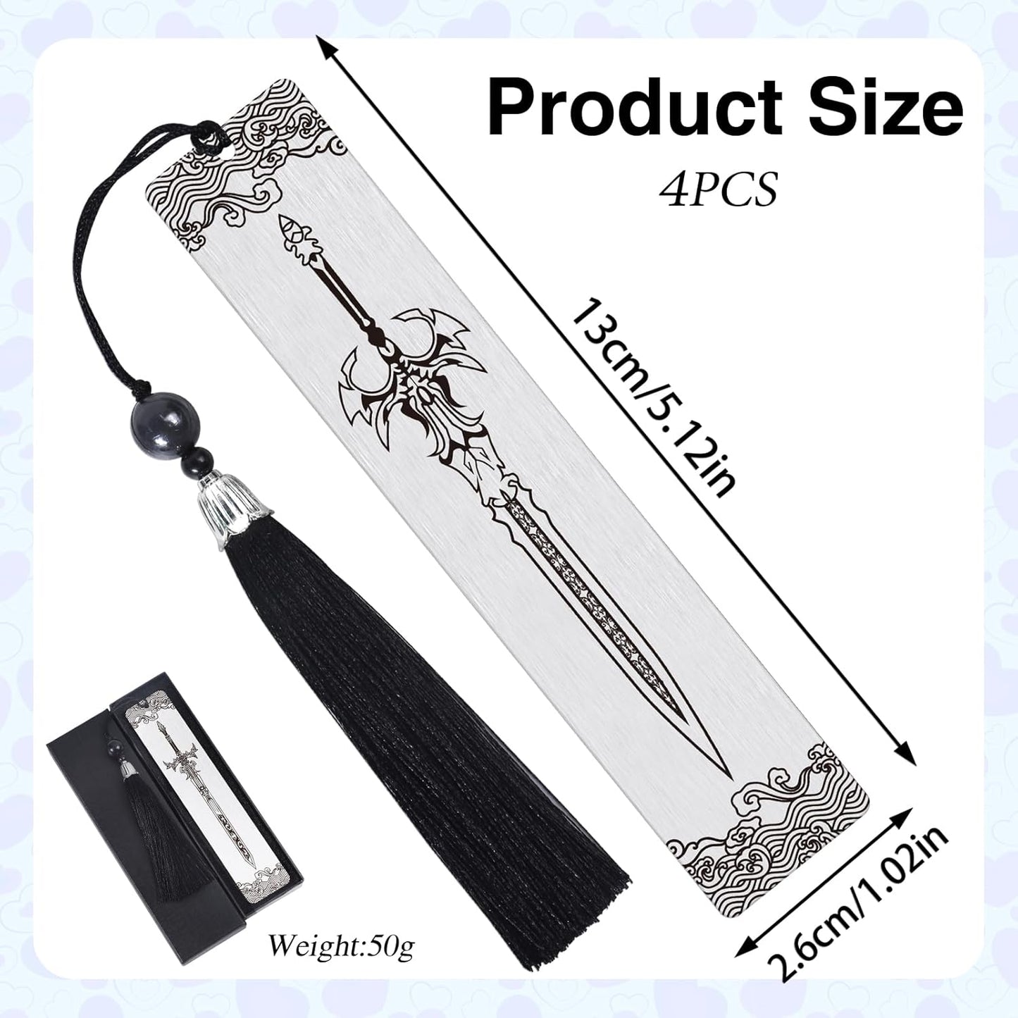 Sword Metal Bookmarks Gifts - 4PCS Cool Sword Bookmark for Book Lovers, Fantasy Book Accessories for Reading Women Men, Graduation Thanksgiving Christmas Bookish Birthday Gifts