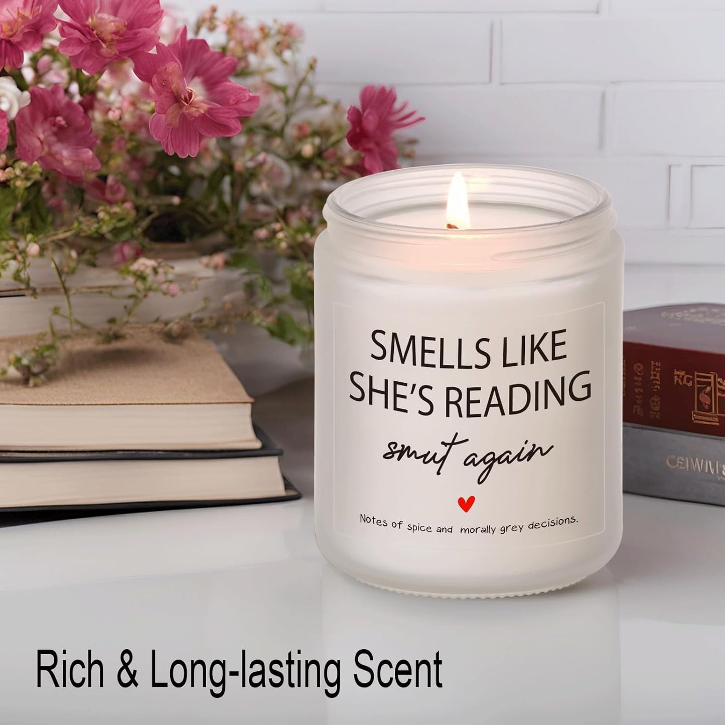 Book Lovers Gifts, Bookish Candle - Mothers Day, Birthday Gifts for Book Lovers Women, Teacher, Readers, Bookworm, Librarian, Books Themed Presents, Dark Romance Decor