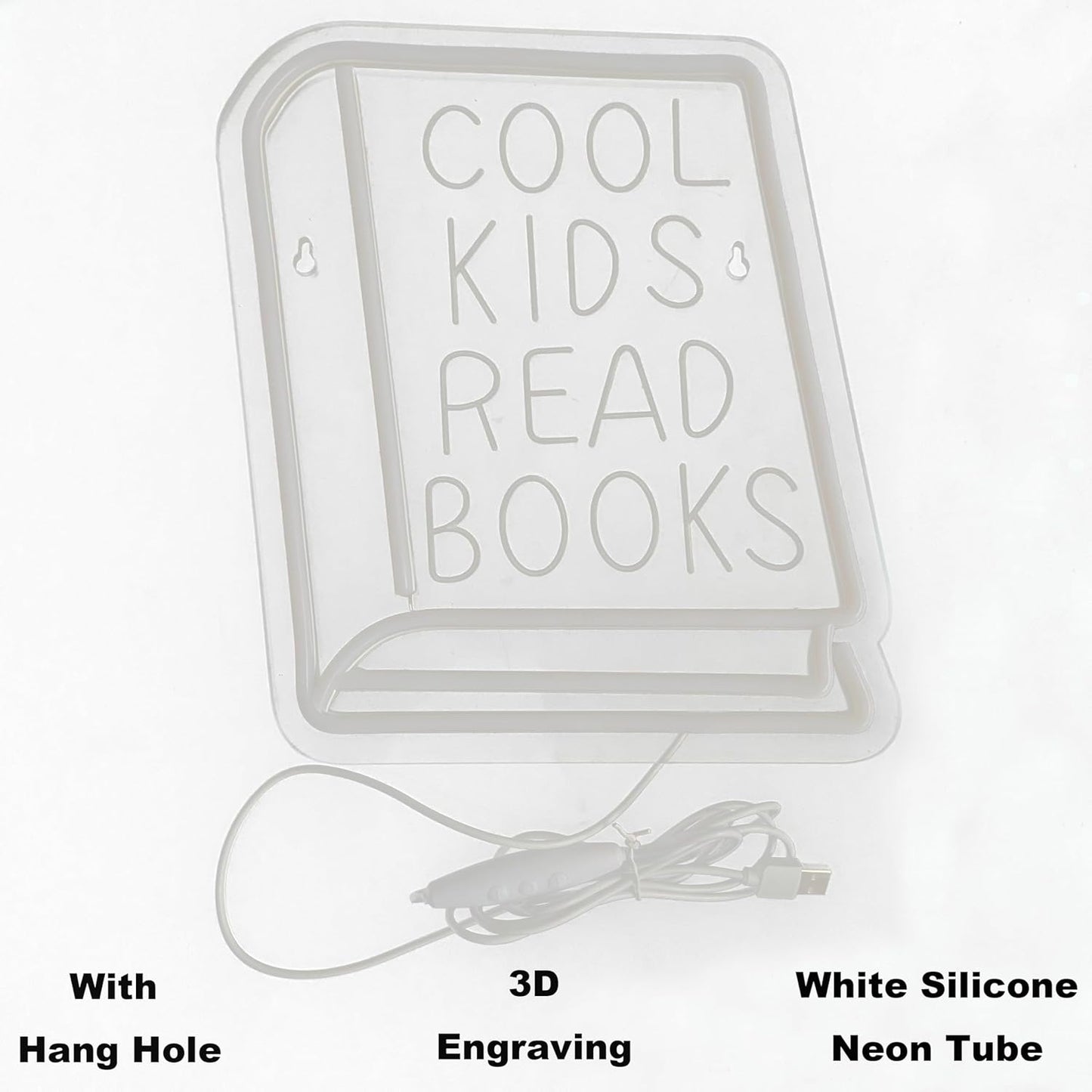 Cool Kids Read Books Neon Sign for Wall Decor LED Sign for Classroom Bookstore Reading Corner Library Dimmable Neon Lights 11.8 * 10.6 Inches