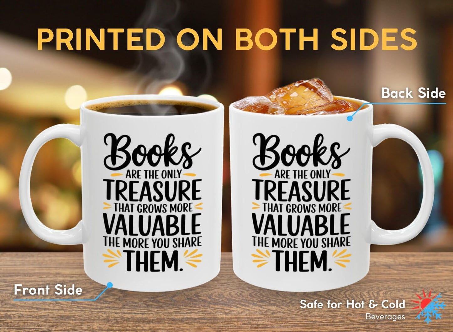 Book Lover Coffee Mug 11oz White - Books Treasure - Gift for Bookworm Reader Reading Lover Bookish Women