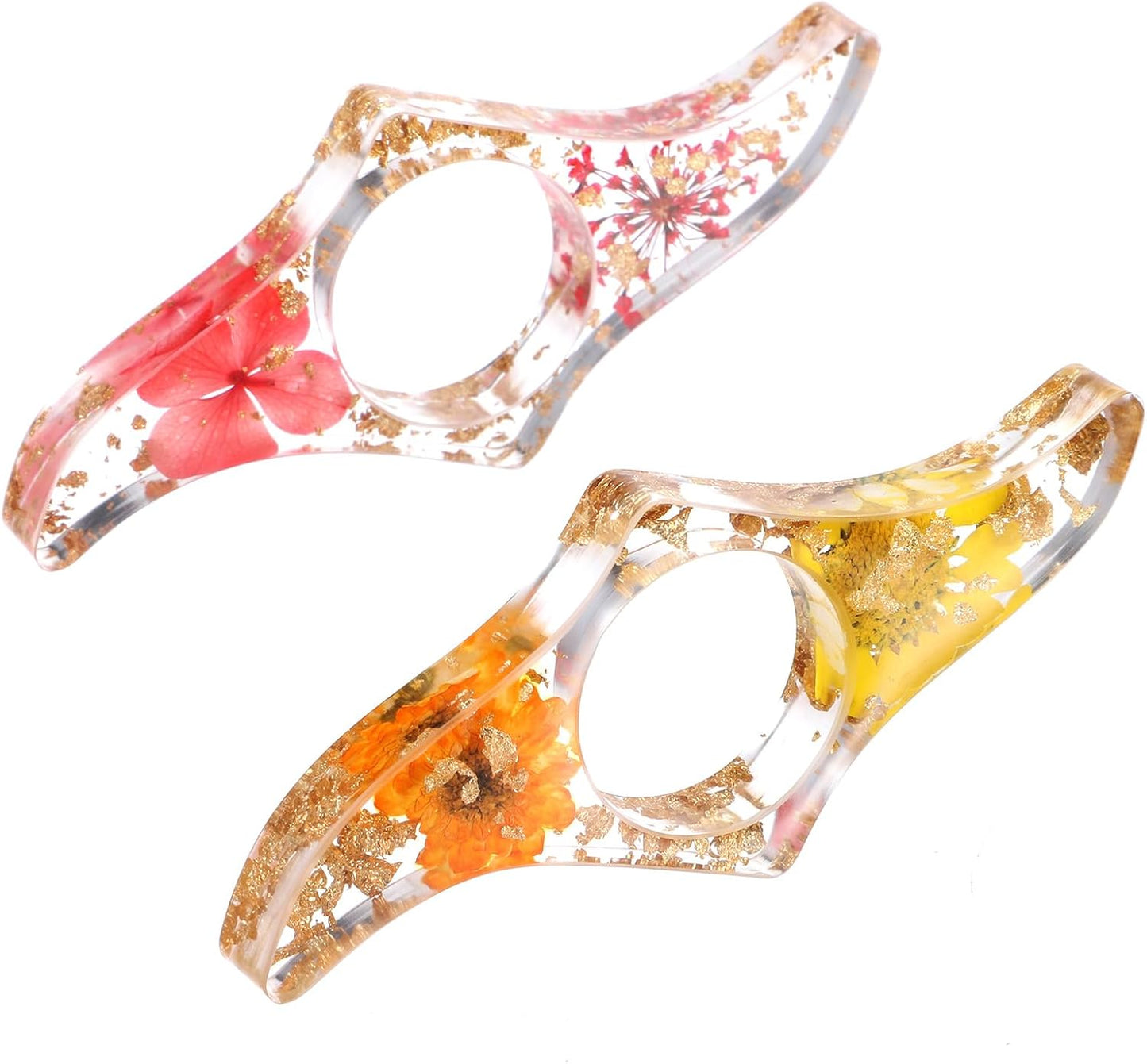 2 Pcs Book Page Holders for Reading Dried Flower Resin Transparent Bookmark Thumb Book Page Holder Finger Ring Opener Books Reading Accessories Handmade Flower Bookmark for Lovers Gift Reader Bookworm
