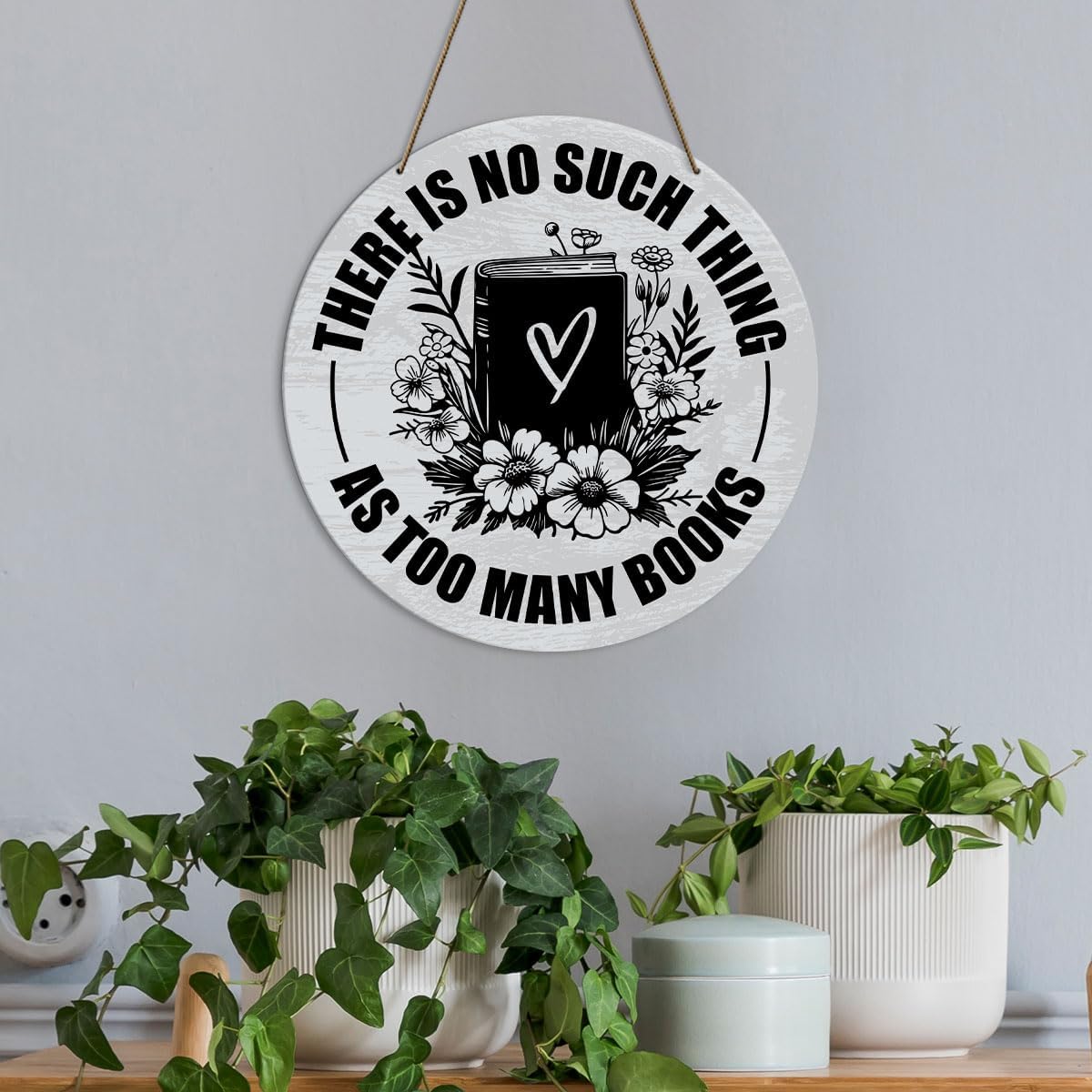 Book Lover Reader Home Library Wall Decor, Bookworm Bookish Tarot Decor for Home Room Office Bookshelf, Book Lover Nerd Gifts for Librarian Bookworm Bookish Women Men, No Such Thing As Too Many Books