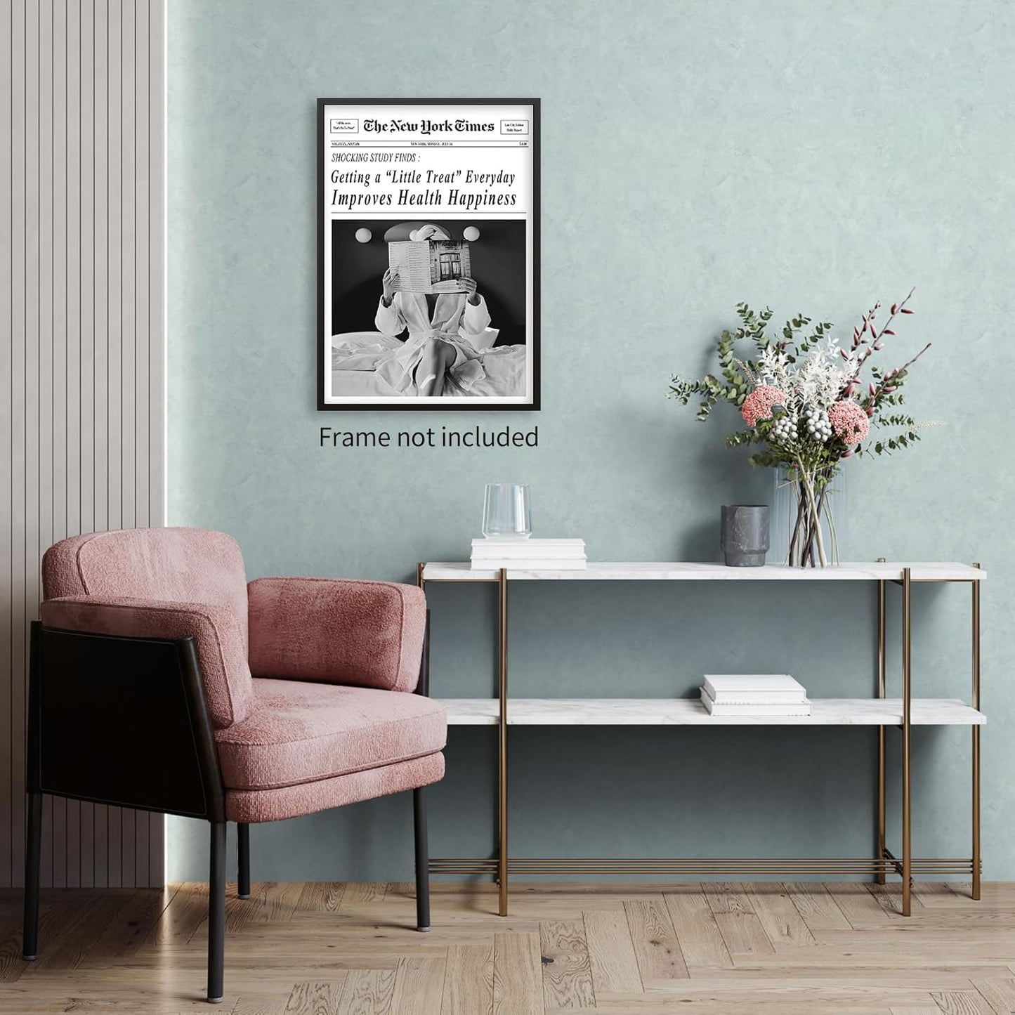 Black and White New York Newspaper Poster Trendy Newspaper Wall Art Trendy Humor Quotes Headline Print Feminist Wall Art Retro Wall Decor for Girl Dorm Bedroom 12x16 inch Unframed