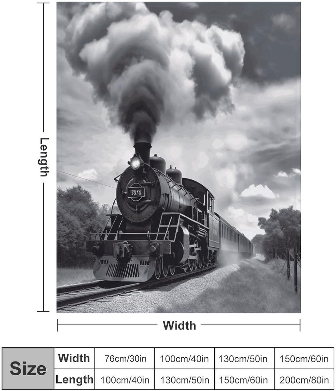 Steam Train Clouds Blanket Super Soft Lightweight Throw Blanket Cute Cozy Warm Bed Blanket Decorative Fuzzy Blanket All-Season Home Decor Gift for Sofa Couch Living Room 50"*60"（130 * 150cm）