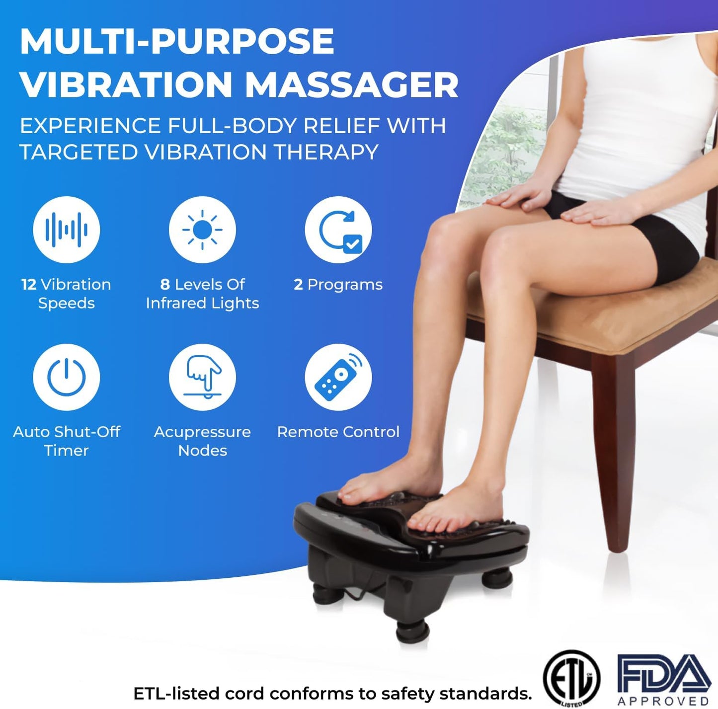Daiwa Felicity Foot Vibe Pro Massager - Vibrating Electric Shiatsu Foot Massagers for Plantar Fasciitis Pain Relief Circulation Neuropathy - Calf Leg Feet Massage