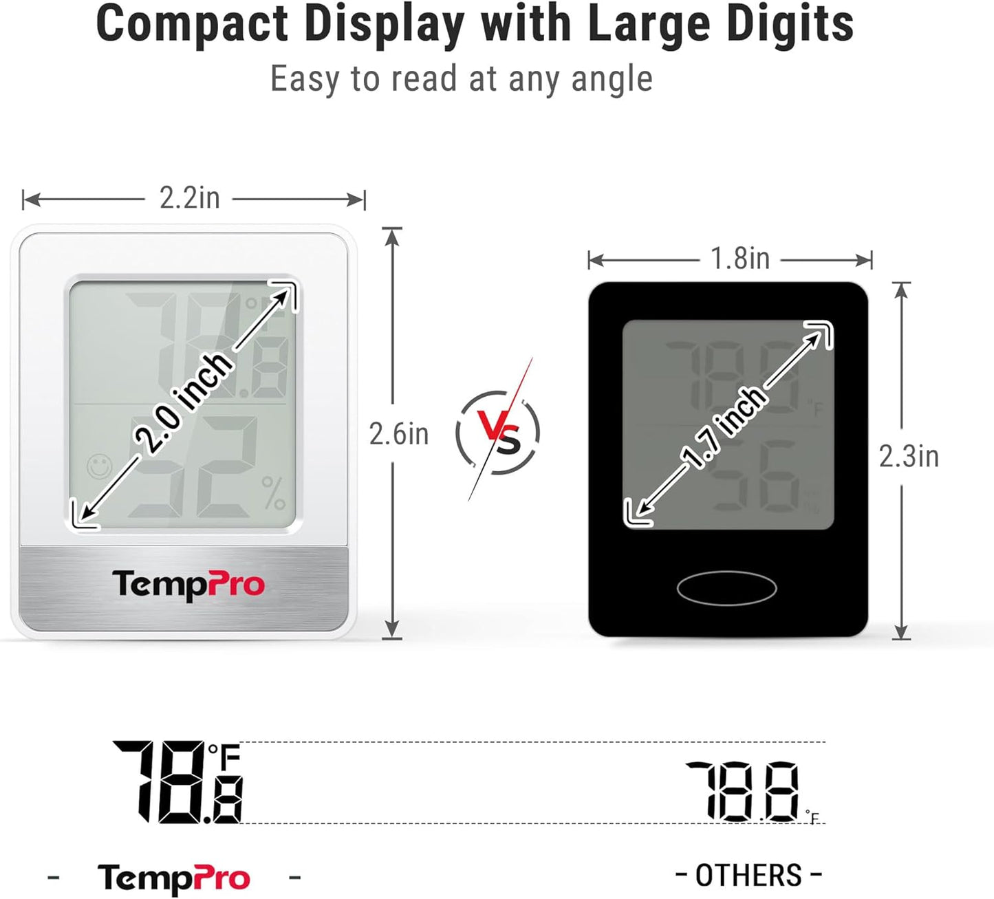 TempPro TP49 2 Pieces Digital Hygrometer Indoor Thermometer Humidity Meter Mini Hygrometer Thermometer with Temperature and Humidity Monitor Room Thermometer (Previously ThermoPro)