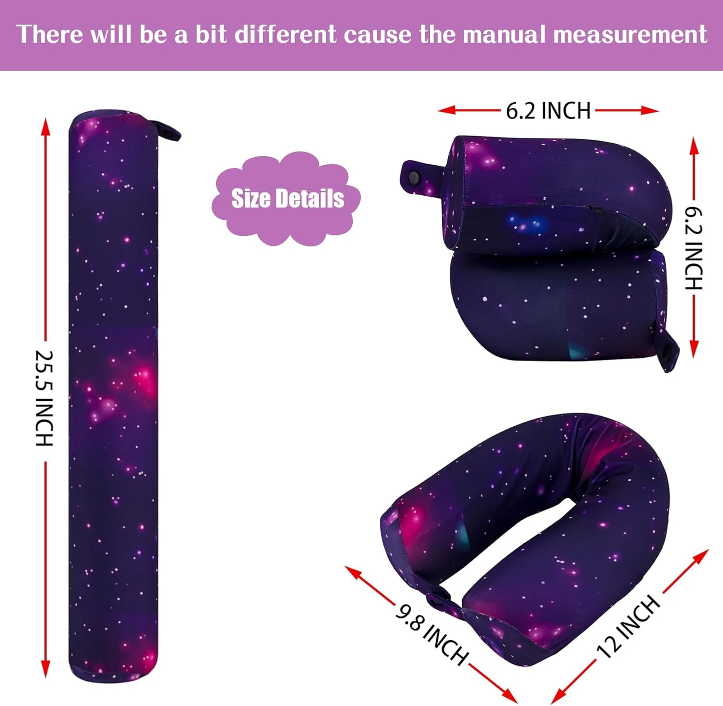 2 Pack Travel Pillow Twist Memory Foam Neck Support Adjustable Pillow for Airplane Train Bus or at Home-Neck Bendable Roll Pillow for Chin, Shoulder Pain Lumbar Rest Leg Support